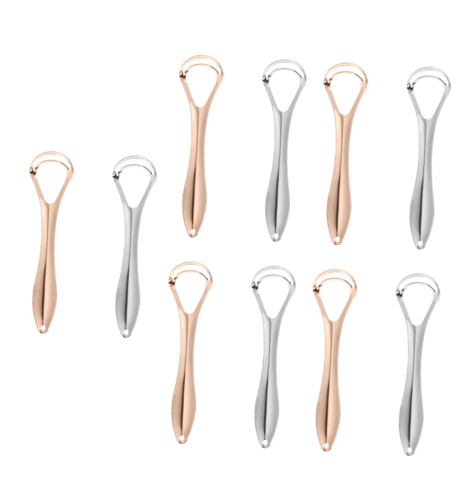 FRCOLOR 10 Pcs Double Layer Stainless Steel Tongue Brush - Effective Oral Hygiene Tool for Fresh Breath - Buy Online on GoSupps.com