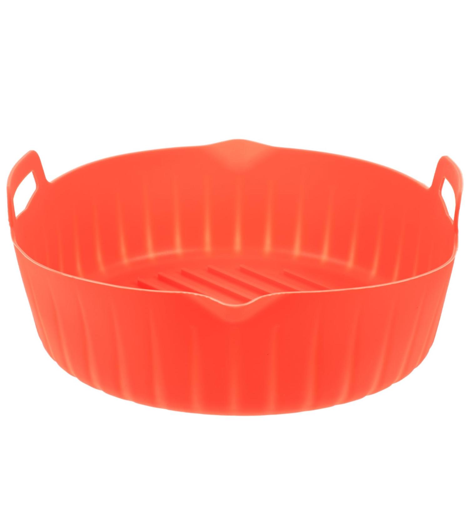 GRIRIW Air Fryer Pan Silicone Baking Pan Square Handle Design Silicone Liner Non Stick to Rotate Fried Fish Red 23X20X8CM - Buy Online on GoSupps.com