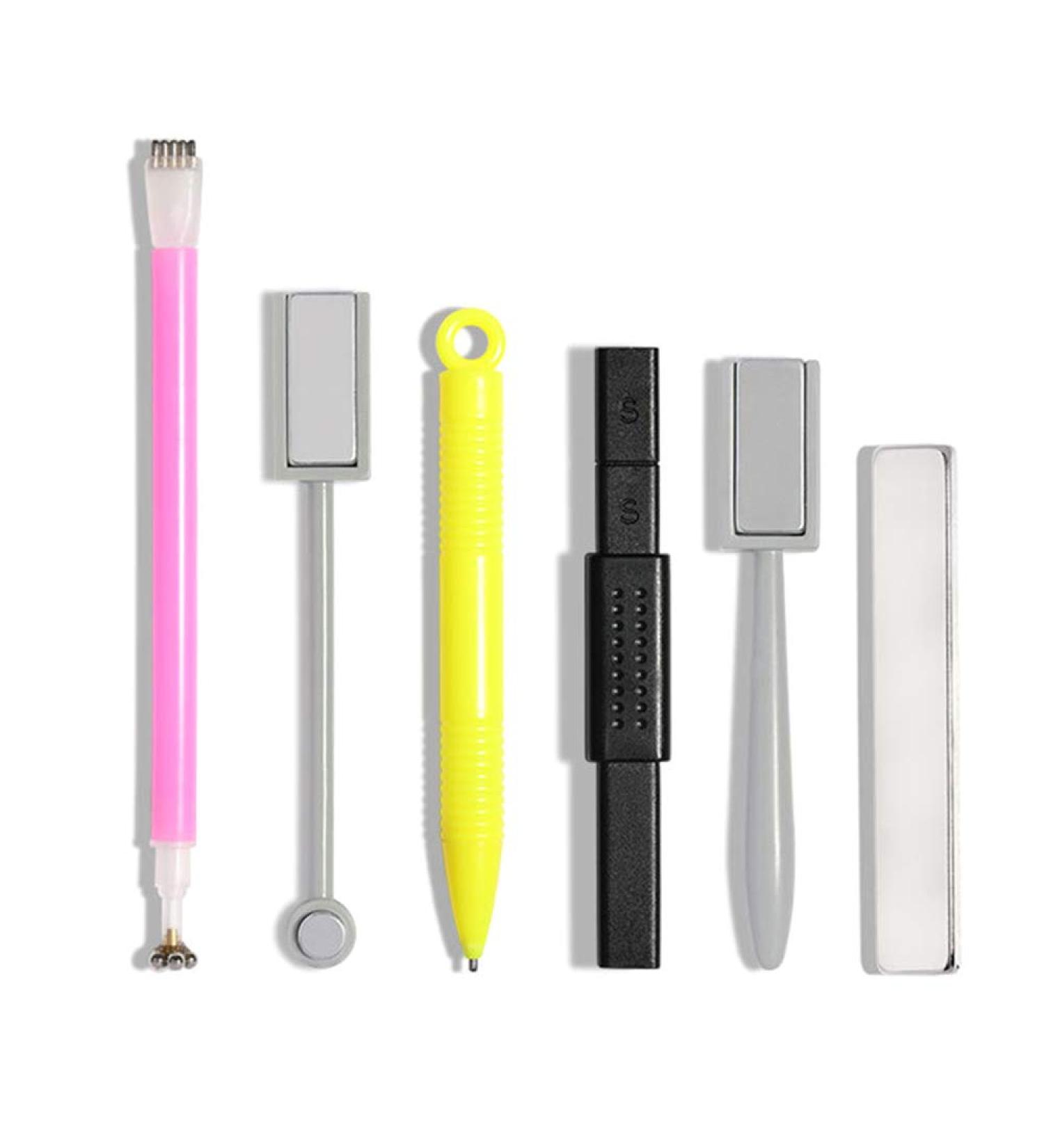 Benkeg Set of Nail Magnetism Tools 6 Pieces Set of Nail Magnetism Tools with Double Head Flower Design Nail Pens Strong Magnet Cats Eye Effect - Buy Online on GoSupps.com
