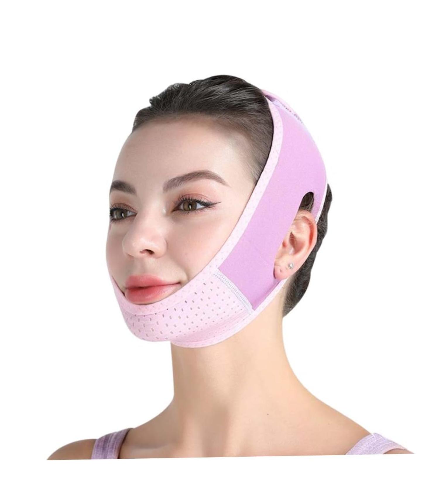 Face Belts Double Chin Reducer V Line Facial Mask Face Lifting Tape Soft Chin Strap for Women Restore Skin Elasticity Purple - Buy Online on GoSupps.com