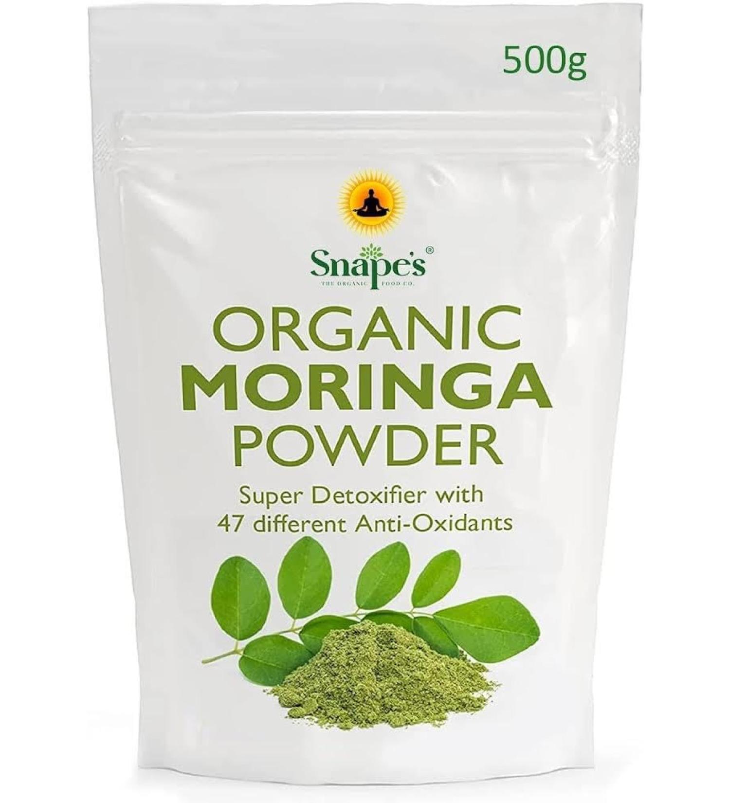 Snape's Organic Moringa Powder - 500g Pack - Certified Raw & Pure | 1 Pack - Buy Online on GoSupps.com
