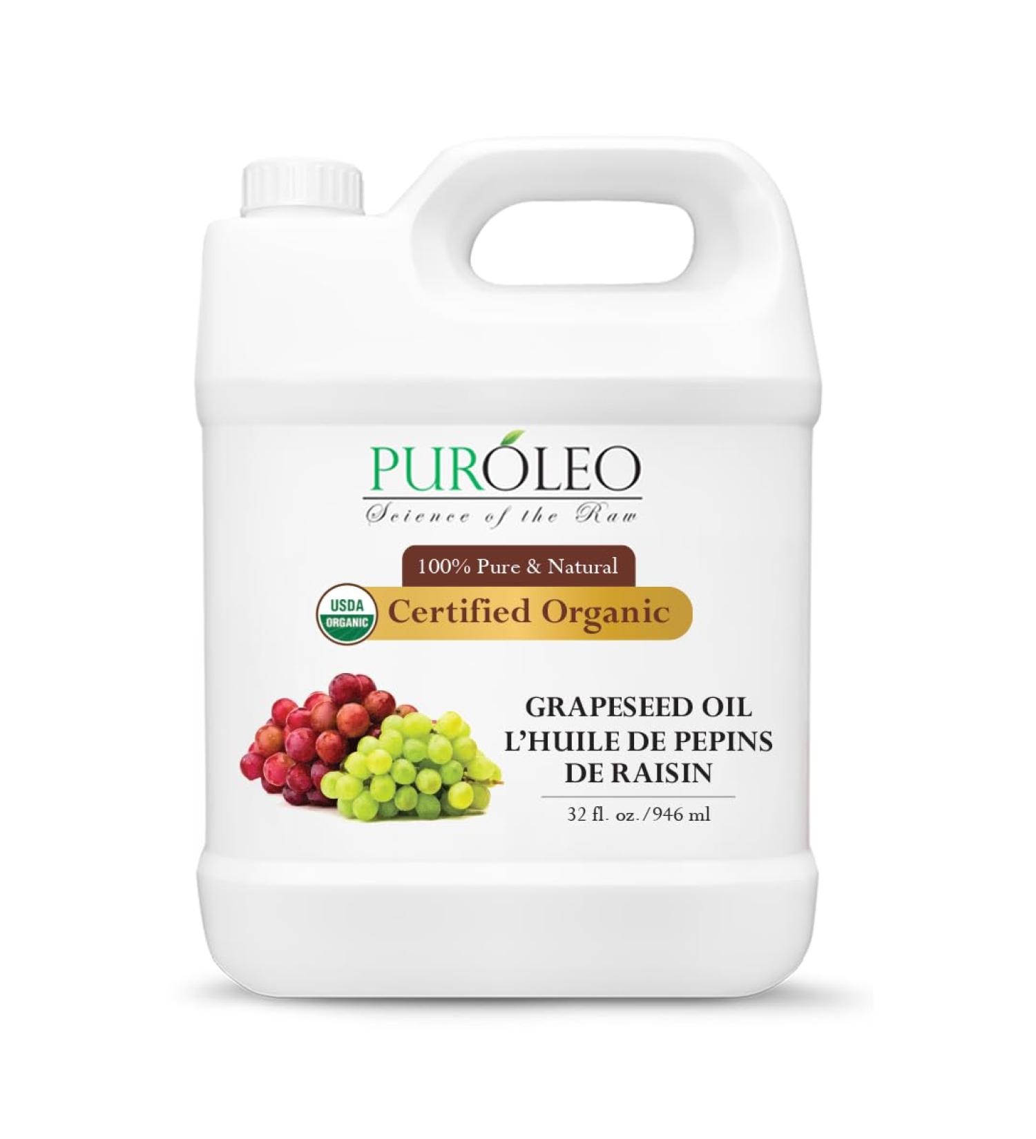 PUROLEO Organic Certified USDA Grapeseed Oil 32 Fl Oz/946 ML (Packed in Canada) 100% Natural Moisturizer & Organic Carrier Oil for Hair Skin Body Massage Baby Care Beauty & DIY Blends 3.56 Fl Oz (Pack of 9) - Buy Online on GoSupps.com