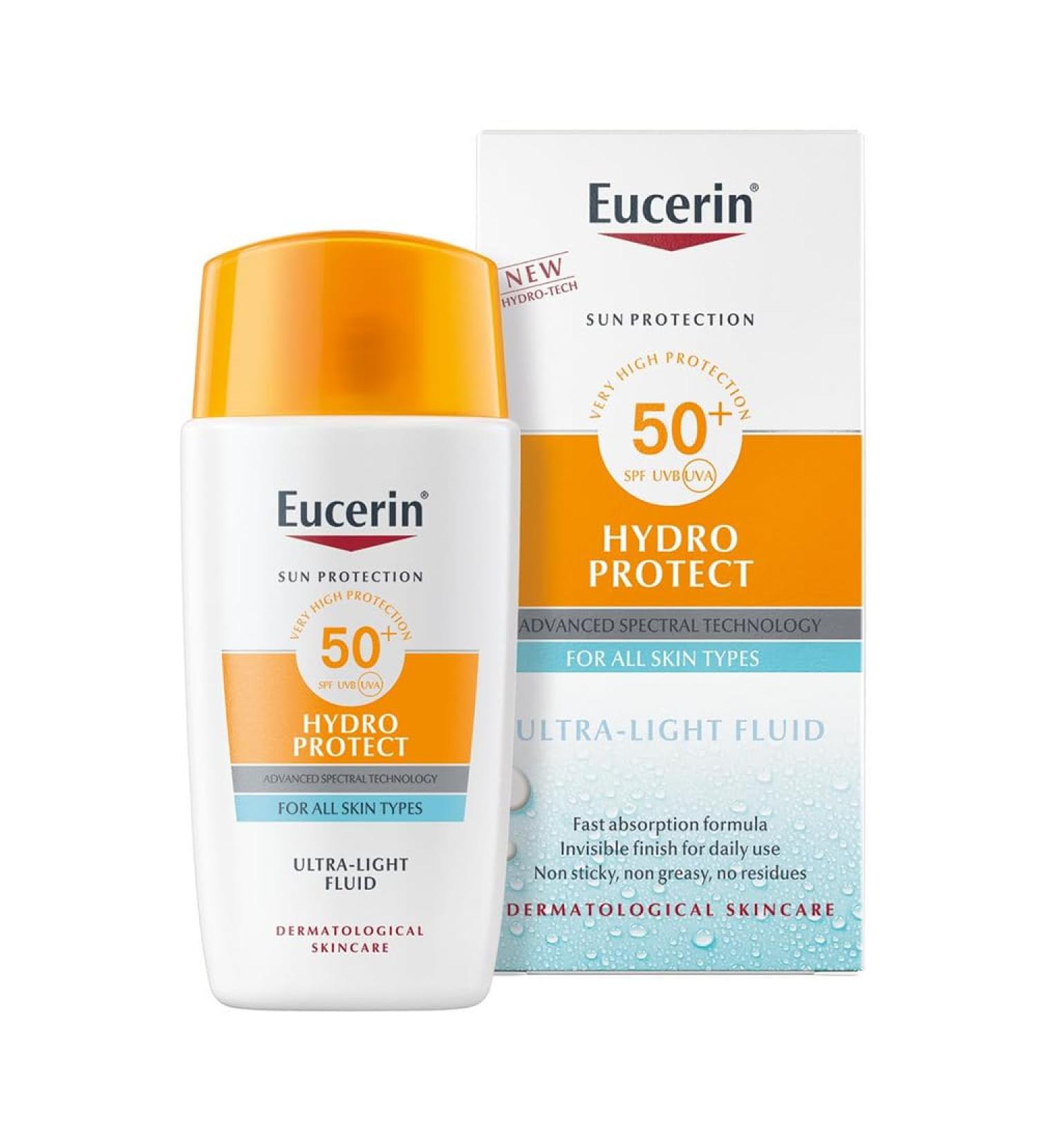 Eucerin Sun Face Hydro Protect Ultra-Light Fluid SPF 50+ Cream for All Skin Types Even Sensitive Skin with Advanced Spectral Technology 50ml - Buy Online on GoSupps.com