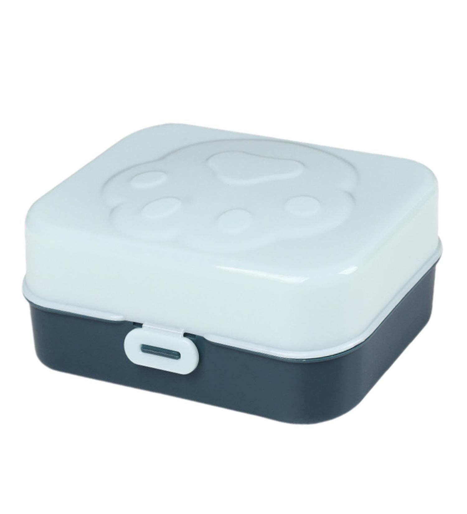Solid Shampoo Bar Holder Portable Shampoo Bar Case - Cat Paw Design Body Cleaning Bar Drain Holder Drain Case with Sealing Lid Blue - Buy Online on GoSupps.com