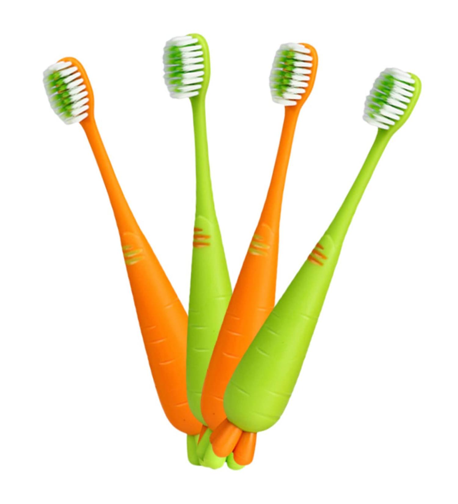 Buy Gleavi 4-Pack Carrot Manual Toothbrushes - Soft Contoured Bristles for Toddlers - Eco-Friendly PP Hand Toothbrushes for Home Use - Buy Online on GoSupps.com