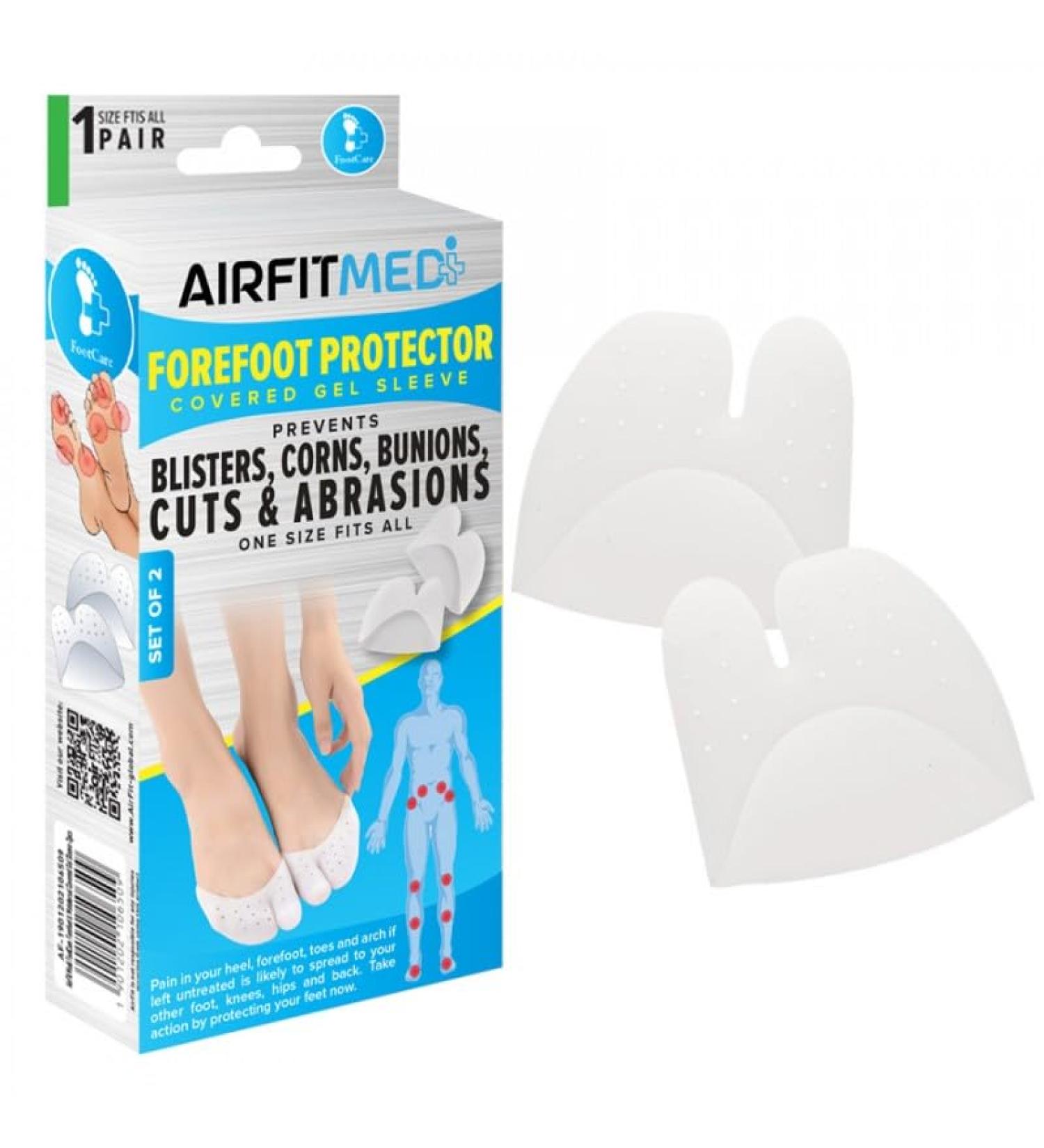 Footcare Forefoot Protector Gel Sleeve - 2 Piece Pain Relief Blister Protection & Cushion Guard for Ball of Foot & Metatarsal - International Shipping Available - Buy Online on GoSupps.com