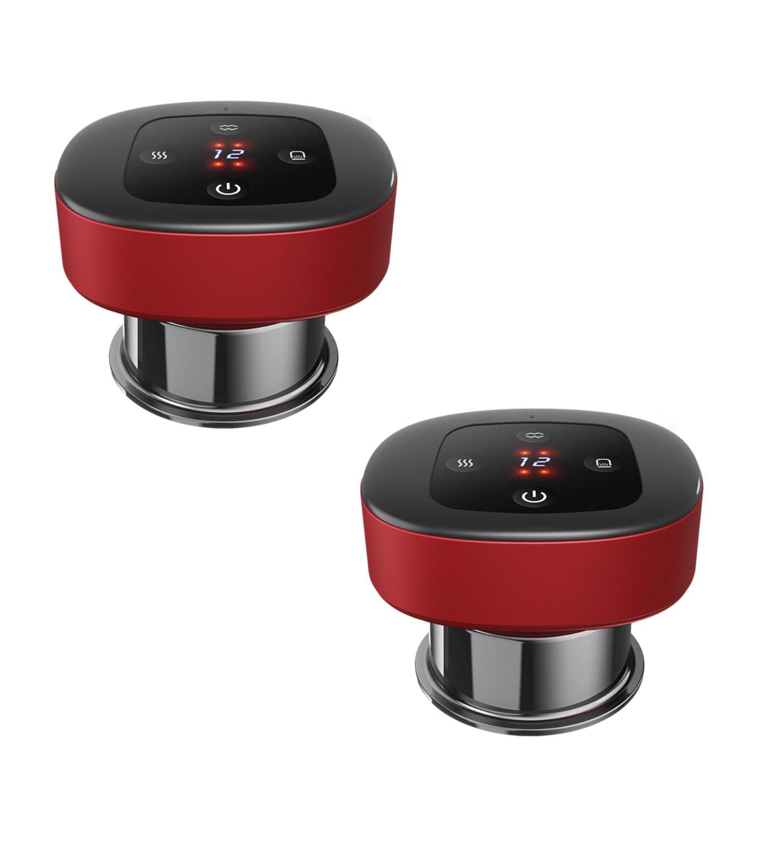 Smart Red Light Electrical Cupping Set - 2PCs Massage Therapy Device with 12 Corridors for Neck Relief | International Shipping - Buy Online on GoSupps.com