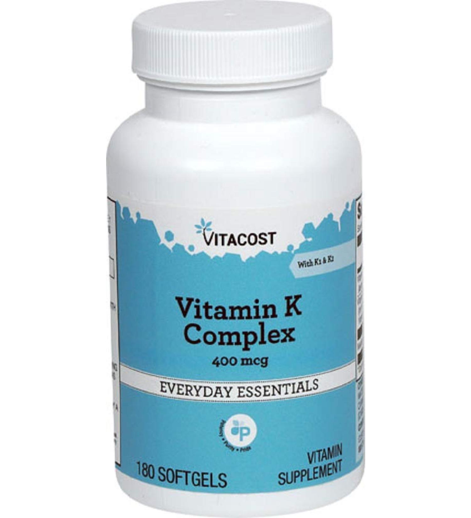 Vitacost Vitamin K Complex with K1 & K2-400 mcg - 180 Softgels