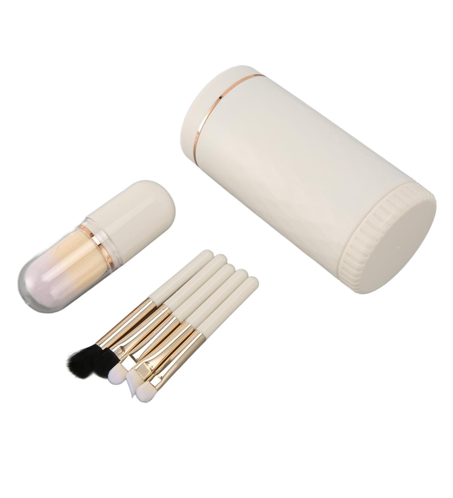 Makeup Brushes Set Travel Makeup Brush Set Portable Multifunctional Mirror Cap for Blending Foundations (white) - Buy Online on GoSupps.com