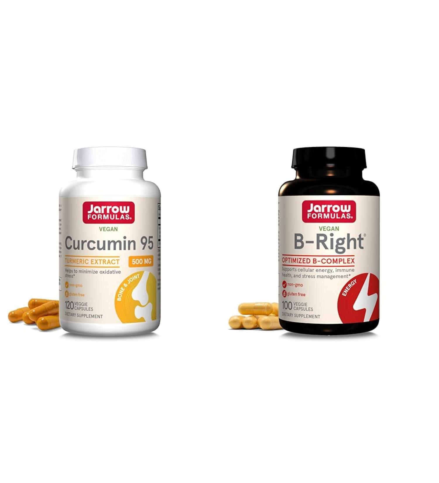 Jarrow Formulas Curcumin 95 500mg and B-Right Optimized B-Complex Capsules Bundle 120 + 100 Count - Buy Online on GoSupps.com