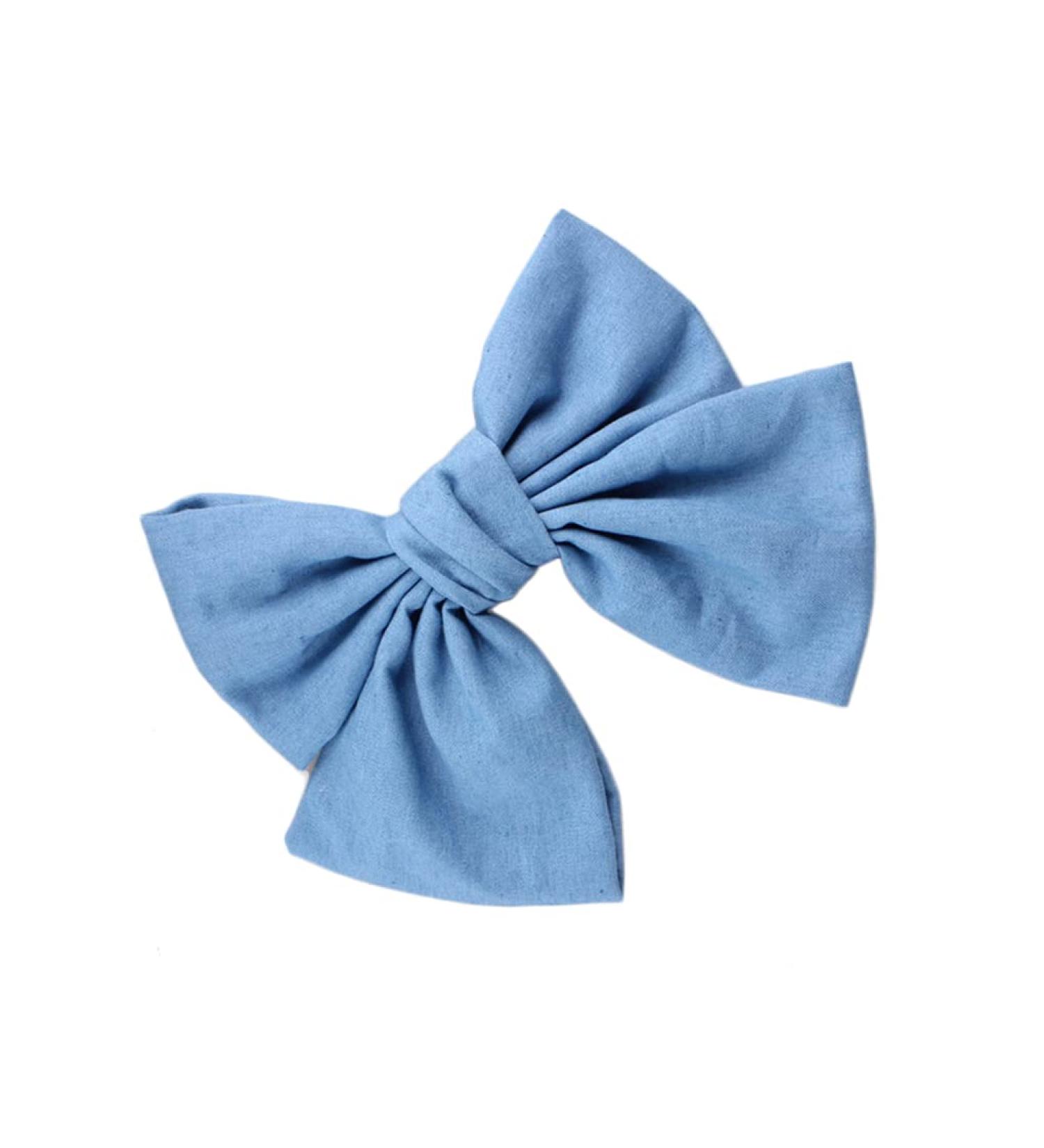 Blue Denim Bow Hair Clip Pin for Girls - Large Bows Hairpin BW01 (Light Blue) - Buy Online on GoSupps.com