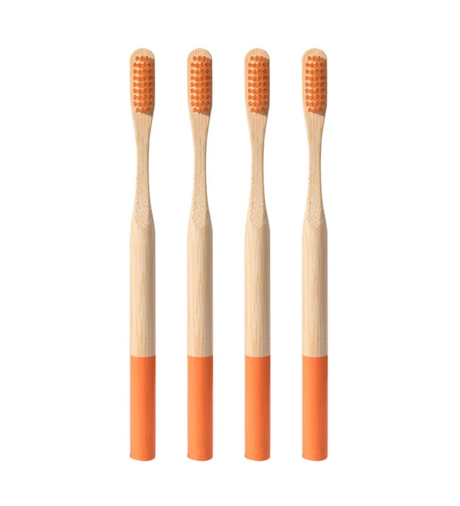4-Pack Natural Bamboo Toothbrushes - Eco-Friendly Soft Grip Travel-Friendly for Kids & Adults - Buy Online on GoSupps.com