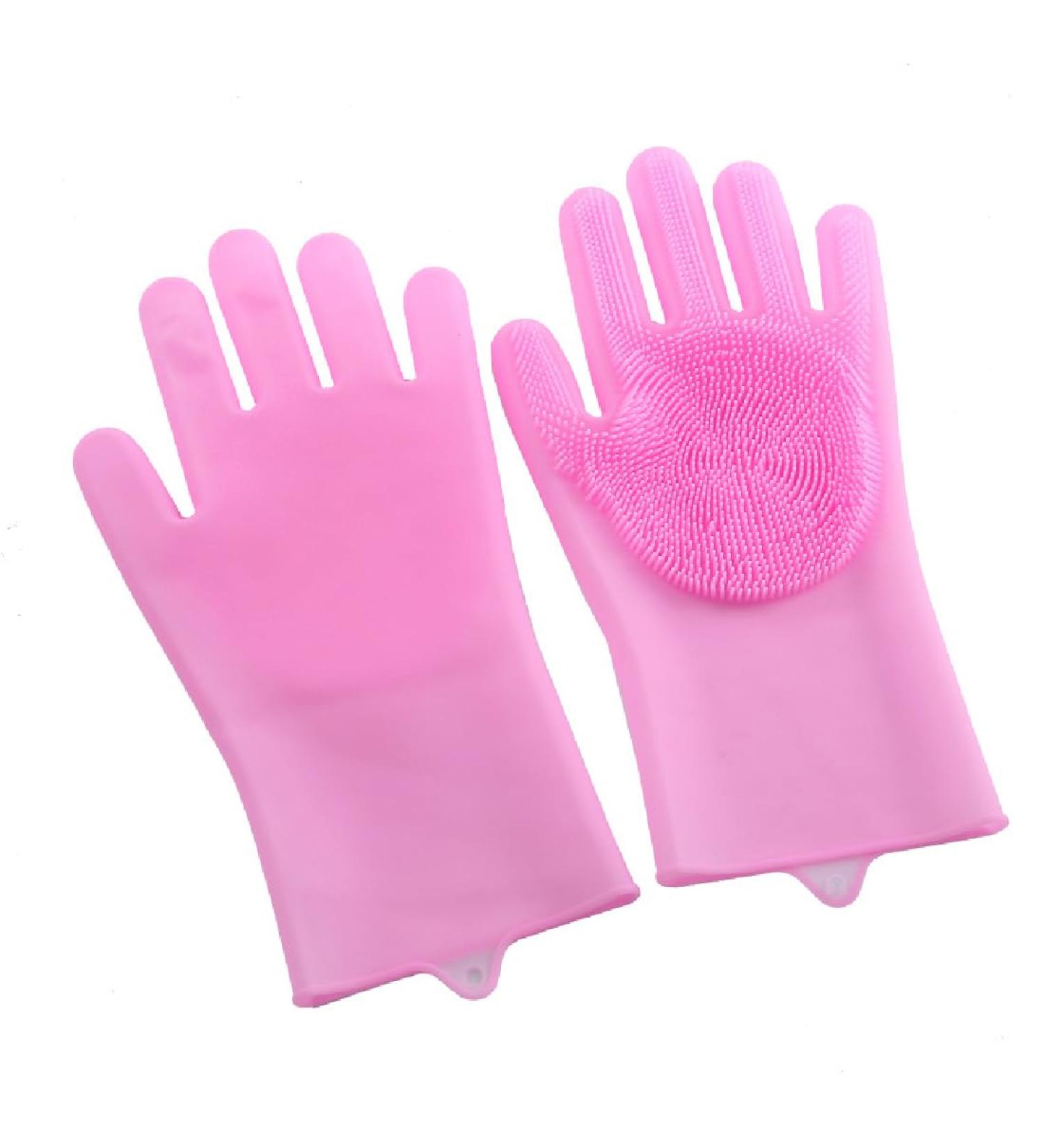 Jitnga Silicone Scrubbing Gloves - Reusable Pink Kitchen Cleaning Gloves for International Shipping - Buy Online on GoSupps.com