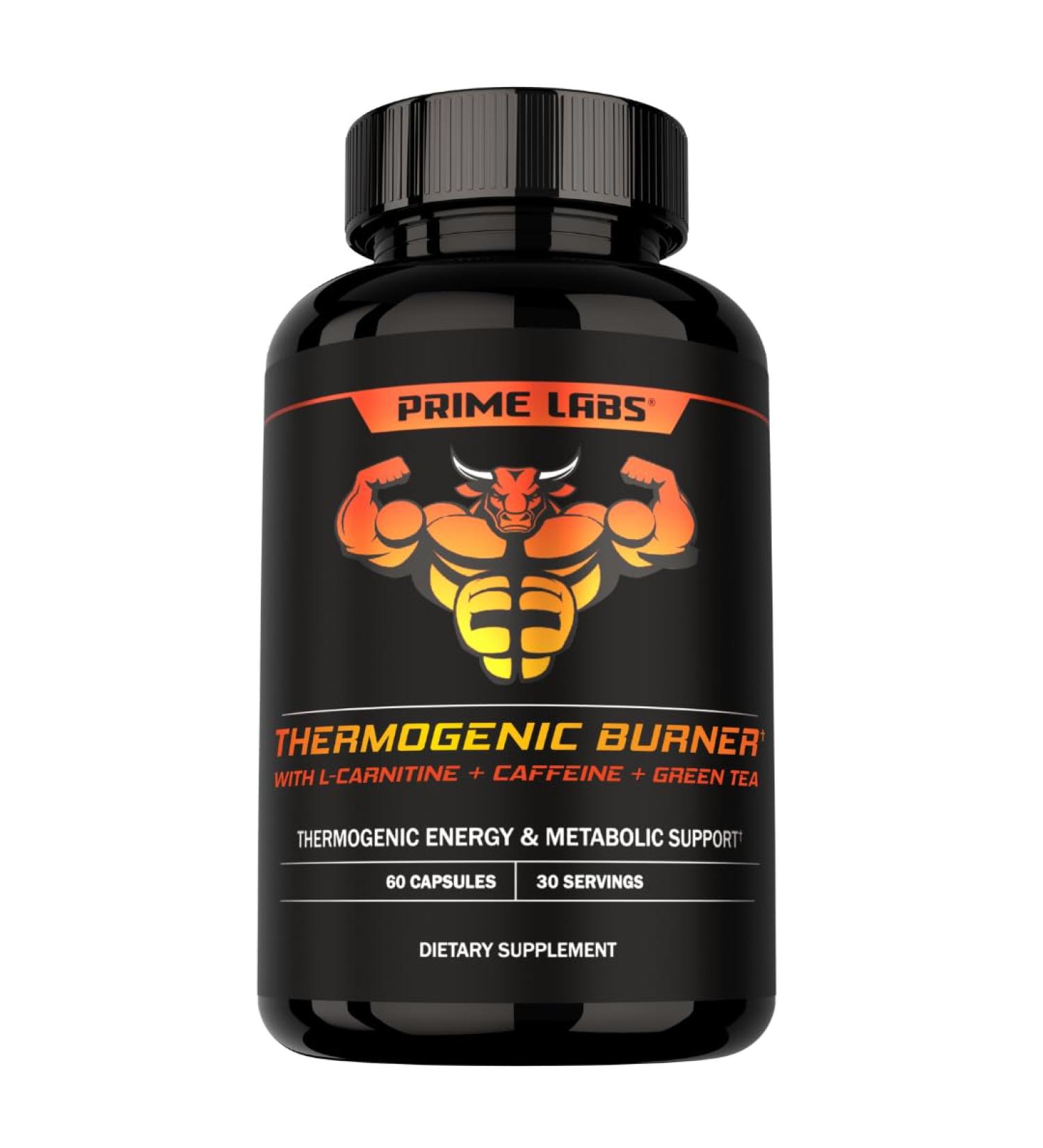 Prime Labs Thermogenic Fat Burner for Men - Weight Loss Supplement - with L-Carnitine Caffeine & Green Tea - Thermogenic Energy & Metabolic Support - Third-Party Tested Made in The USA - 60 Count - Buy Online on GoSupps.com