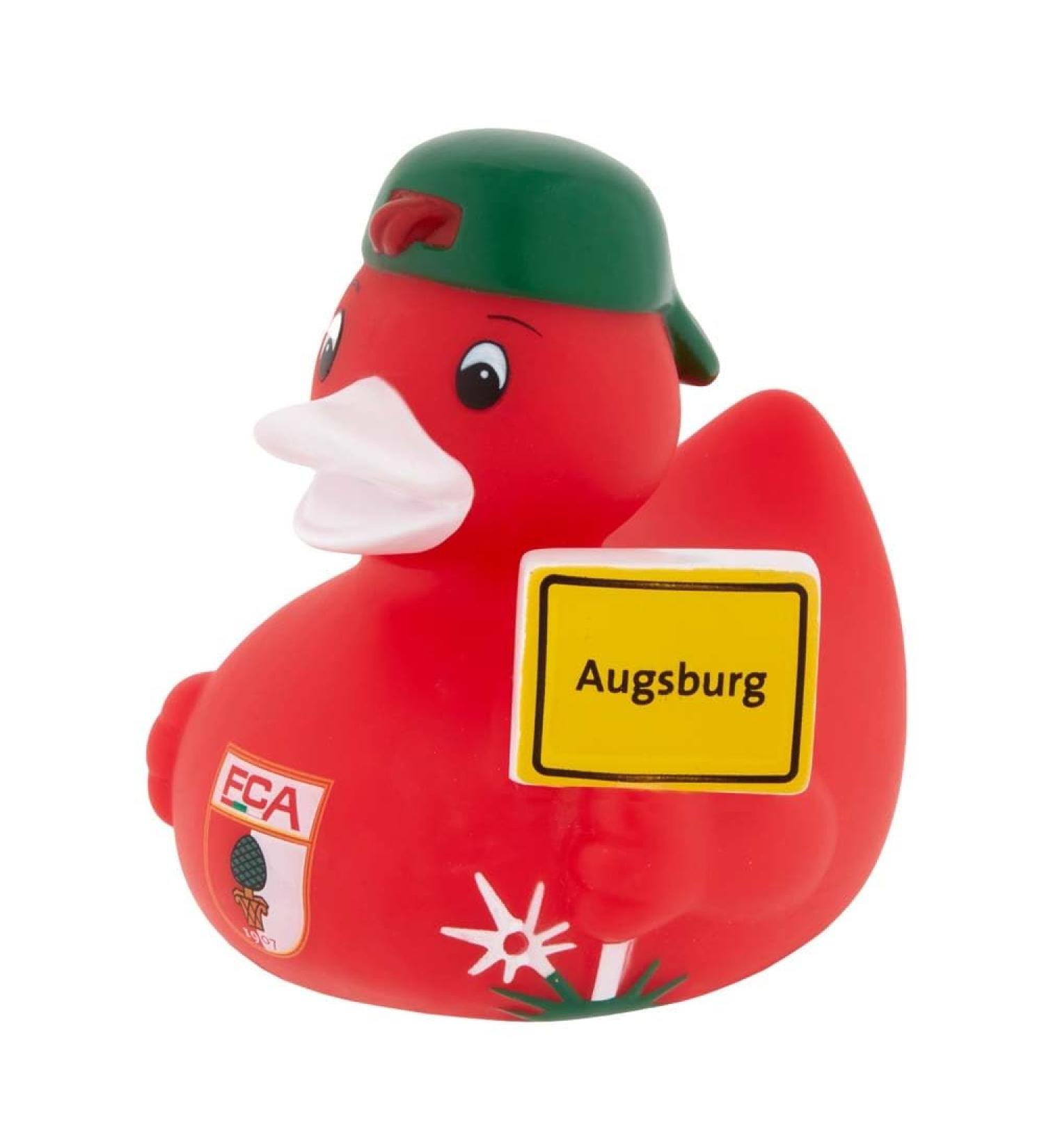 FC Augsburg FCA Rubber Duck - Cute 9x9.5x7.5 cm Collectible Toy for International Shipping - Buy Online on GoSupps.com