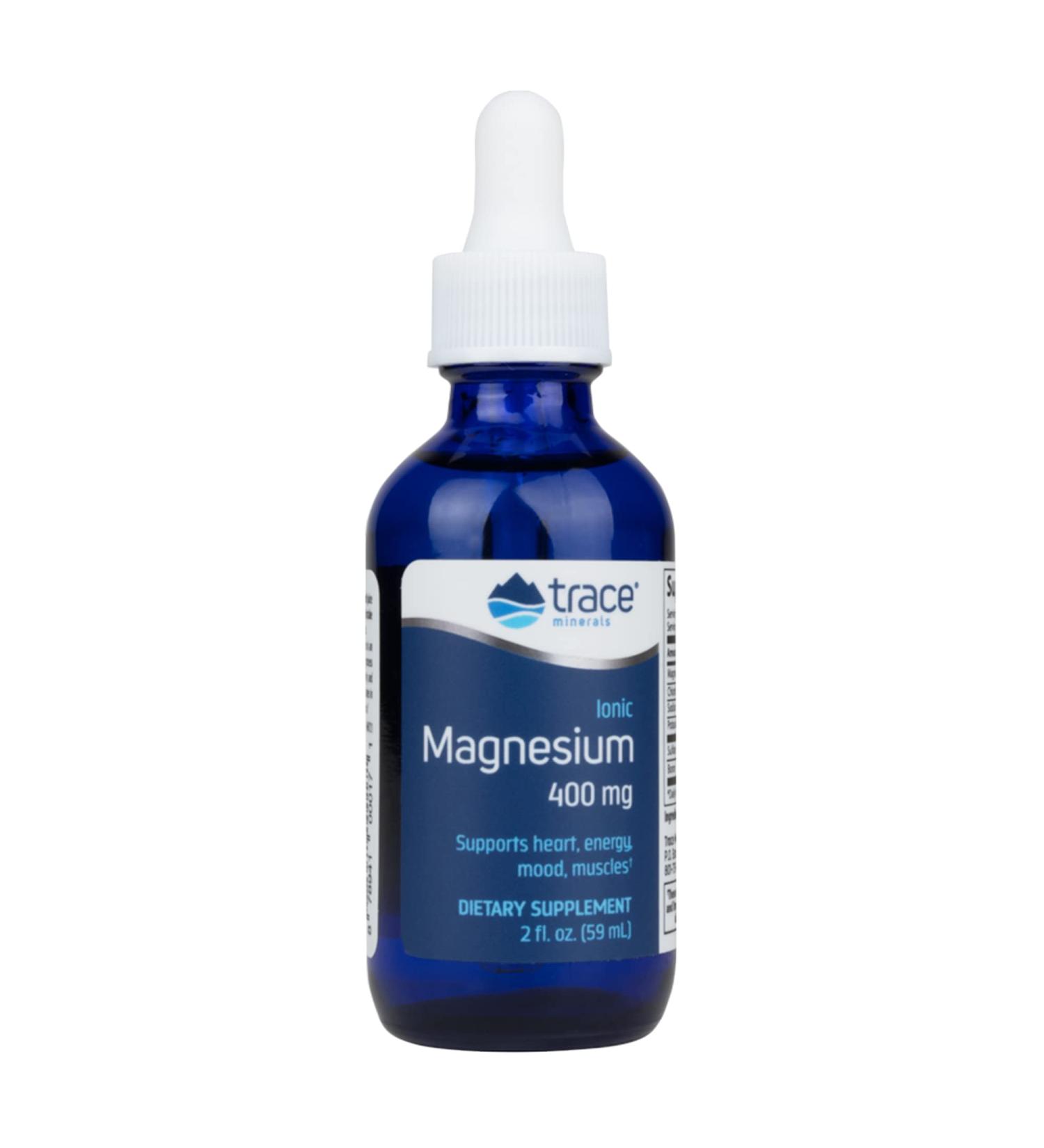 Ionic Magnesium 400 mg Liquid | Trace Minerals Research 2 fl oz - Boost Energy & Relax - Buy Online on GoSupps.com