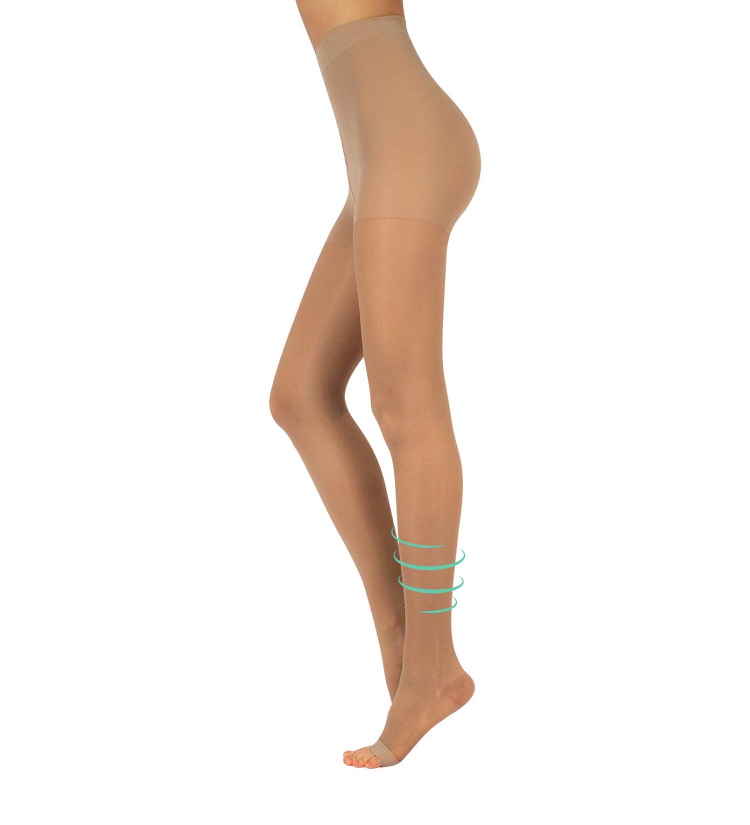 Calcitaly Toe-Free Medical Tights | 18-22 mmHg Compression | Open Toe Elastic Support | Black & Skin Color | Sizes S-XL | 140 Den | Made in Italy - Buy Online on GoSupps.com
