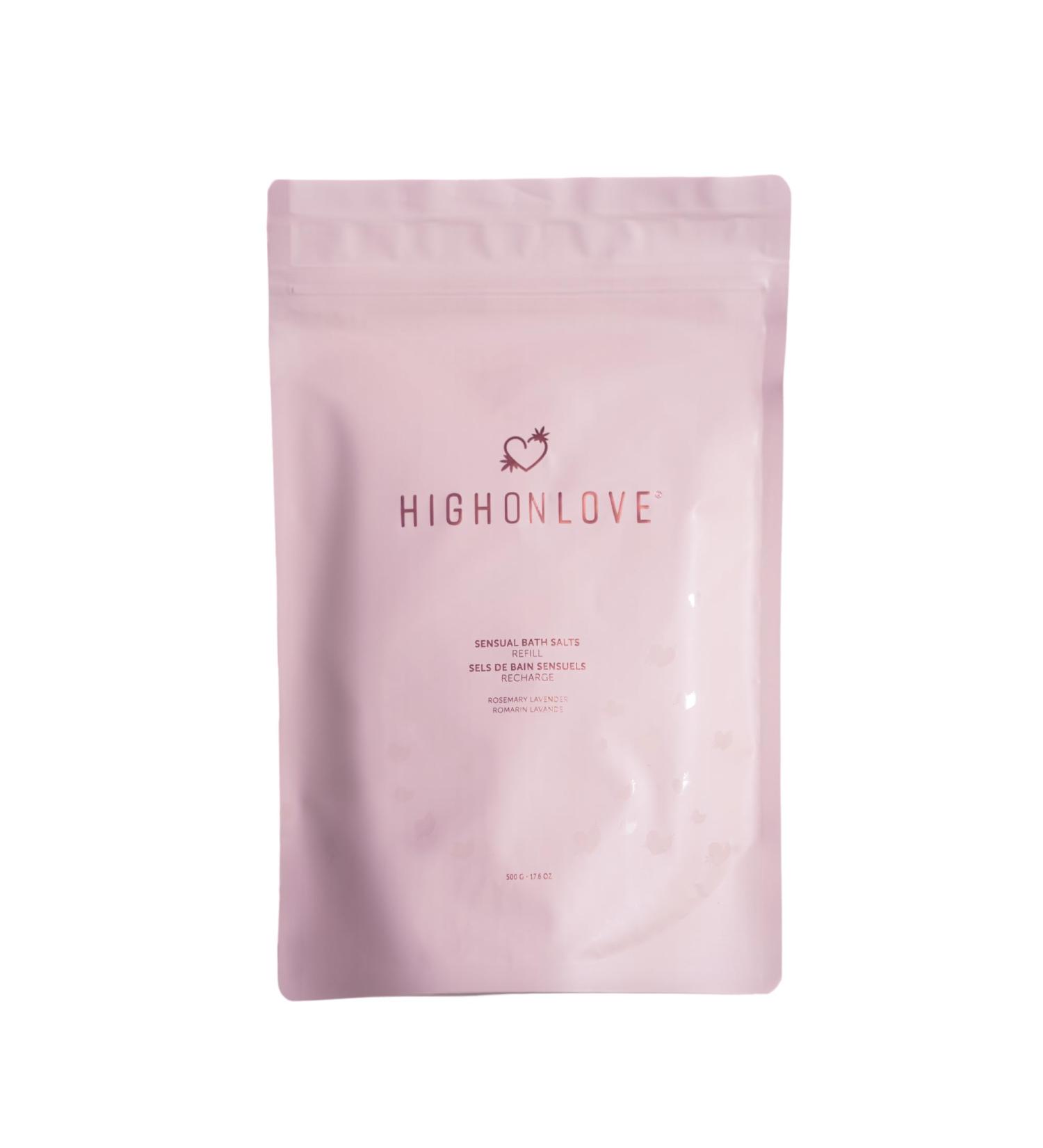 HighOnLove Bath Salts Refill - Aromatherapy Spa Bath Crystals Relaxing Gifts for Women Pink & Epsom Salt Blend (Rosemary Lavender - Buy Online on GoSupps.com