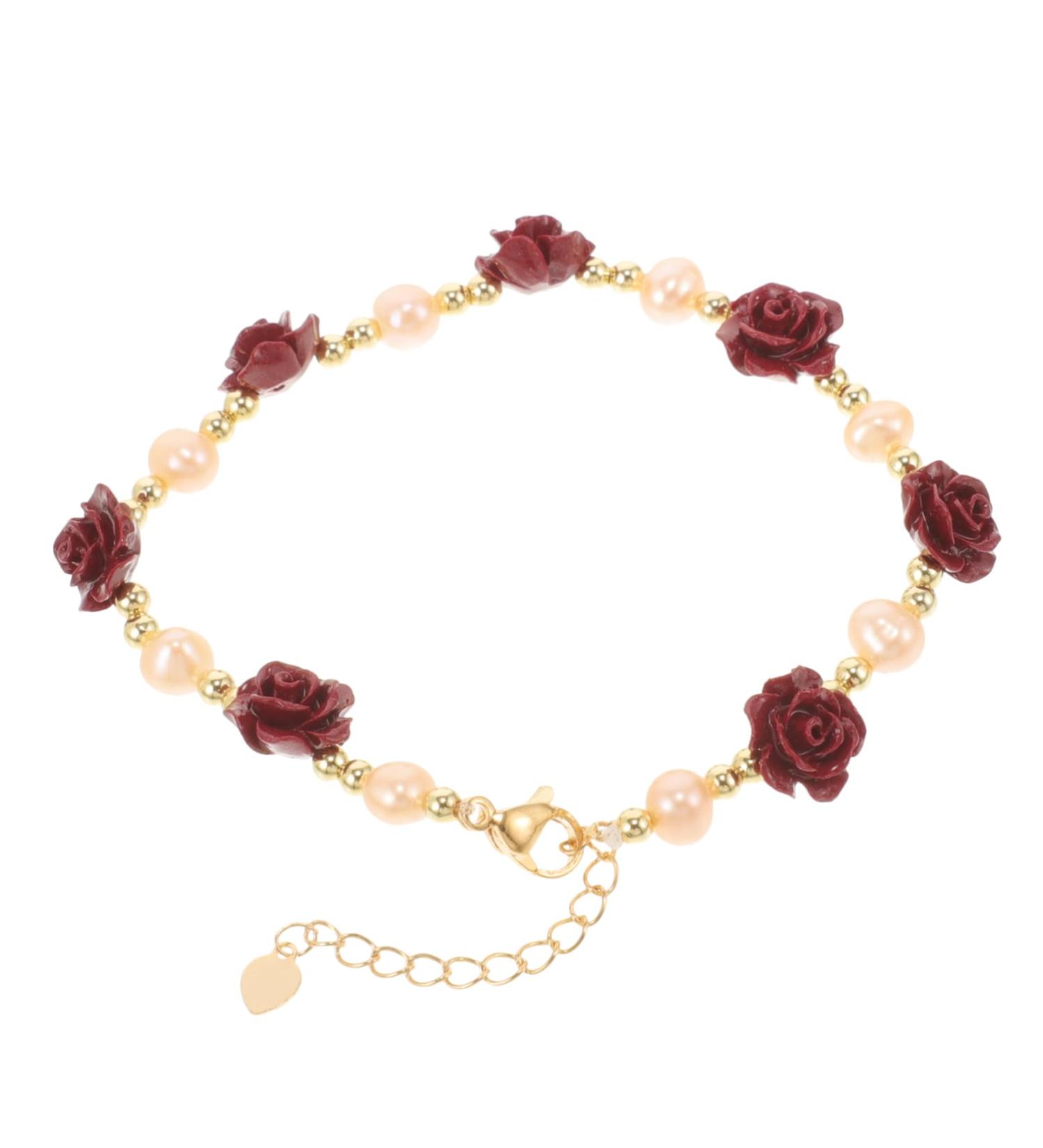 COLLBATH Bracelet The Girlfriend Birthday Flower Bracelet Alloy Miss Red Rose Wrist Chain - Buy Online on GoSupps.com