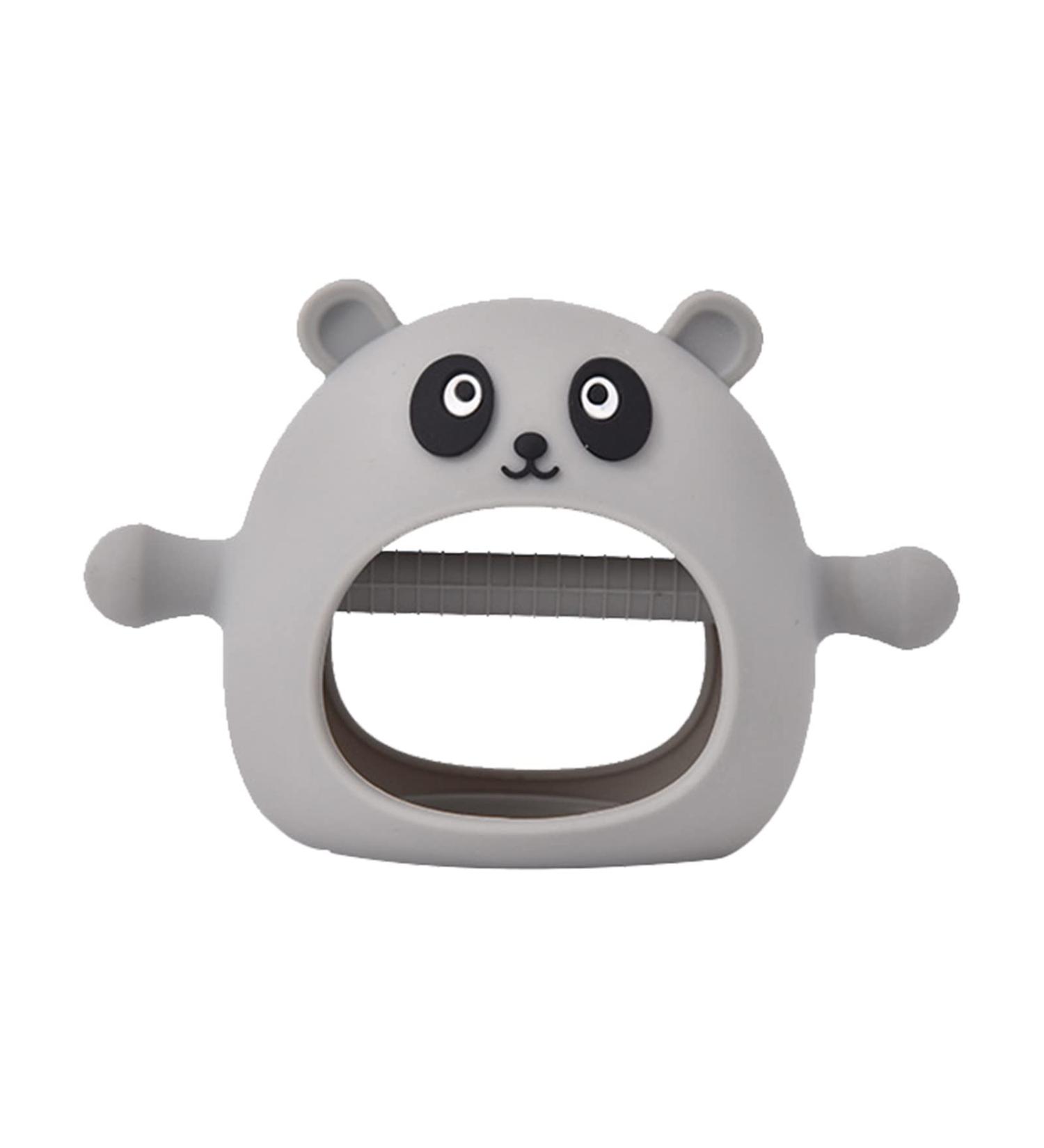 Likthione 2-in-1 Silicone Baby Teething Toy for 0-6 Months - Grey, Dual Language Education - Dust Proof Chew Toy and Soothing Pacifier - Buy Online on GoSupps.com