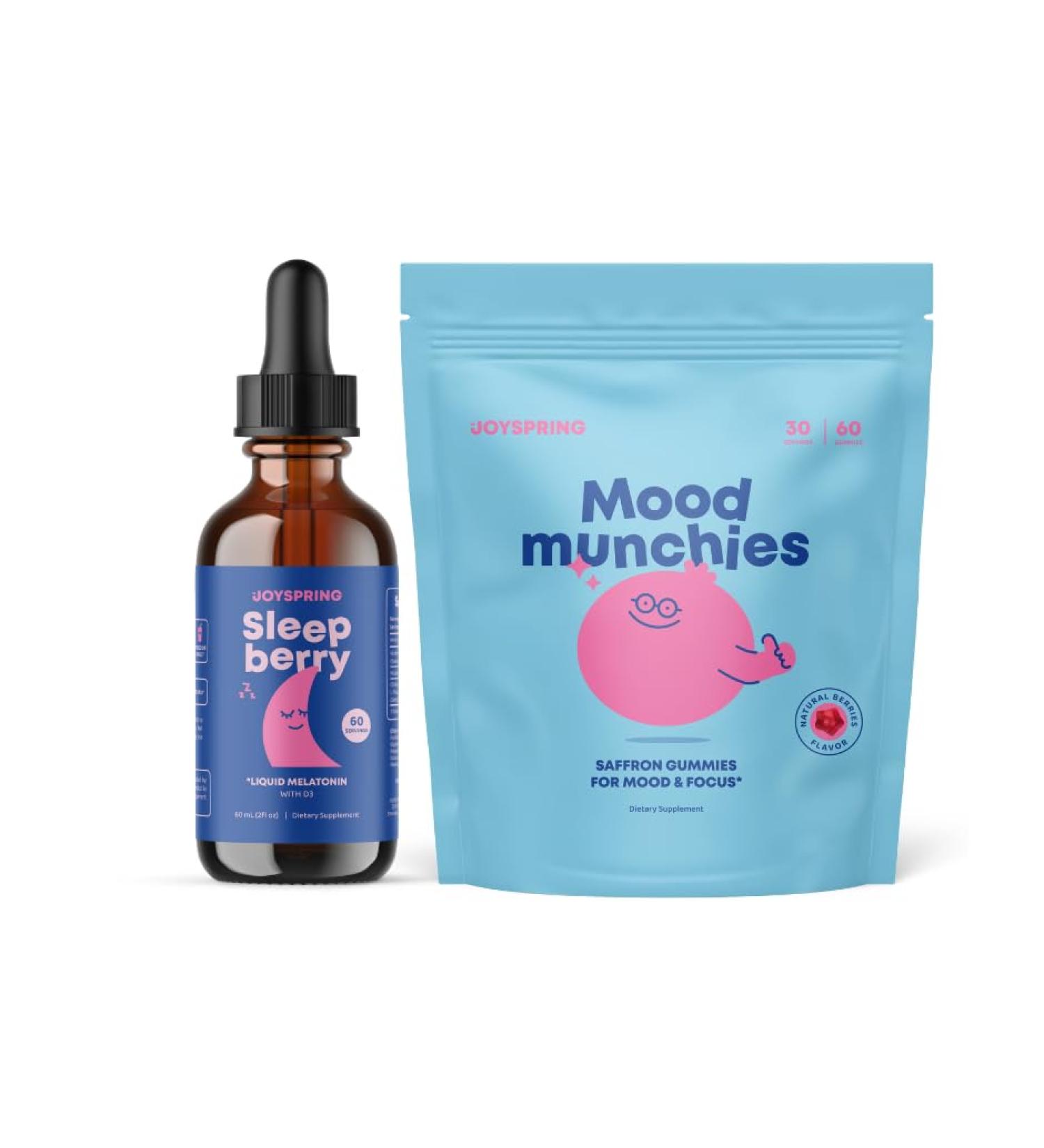 JoySpring Sleepberry Liquid Melatonin for Kids with Elderberry and Saffron Gummies Kids & Teens - Kids Mood Support Supplement - Buy Online on GoSupps.com