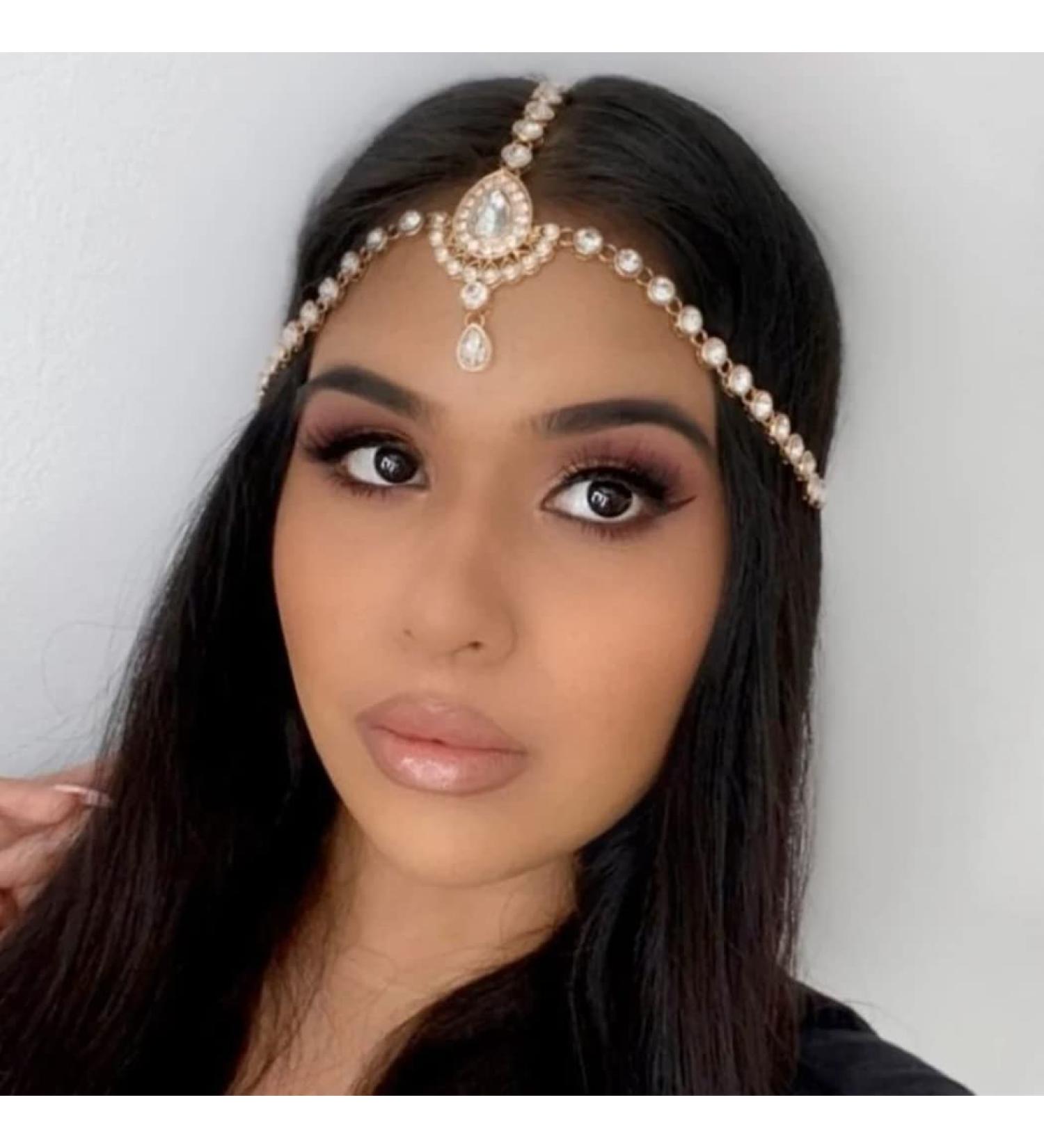 Brinie Boho Gold Rhinestone Head Chain | Wedding Headpiece for Women and Girls - Buy Online on GoSupps.com