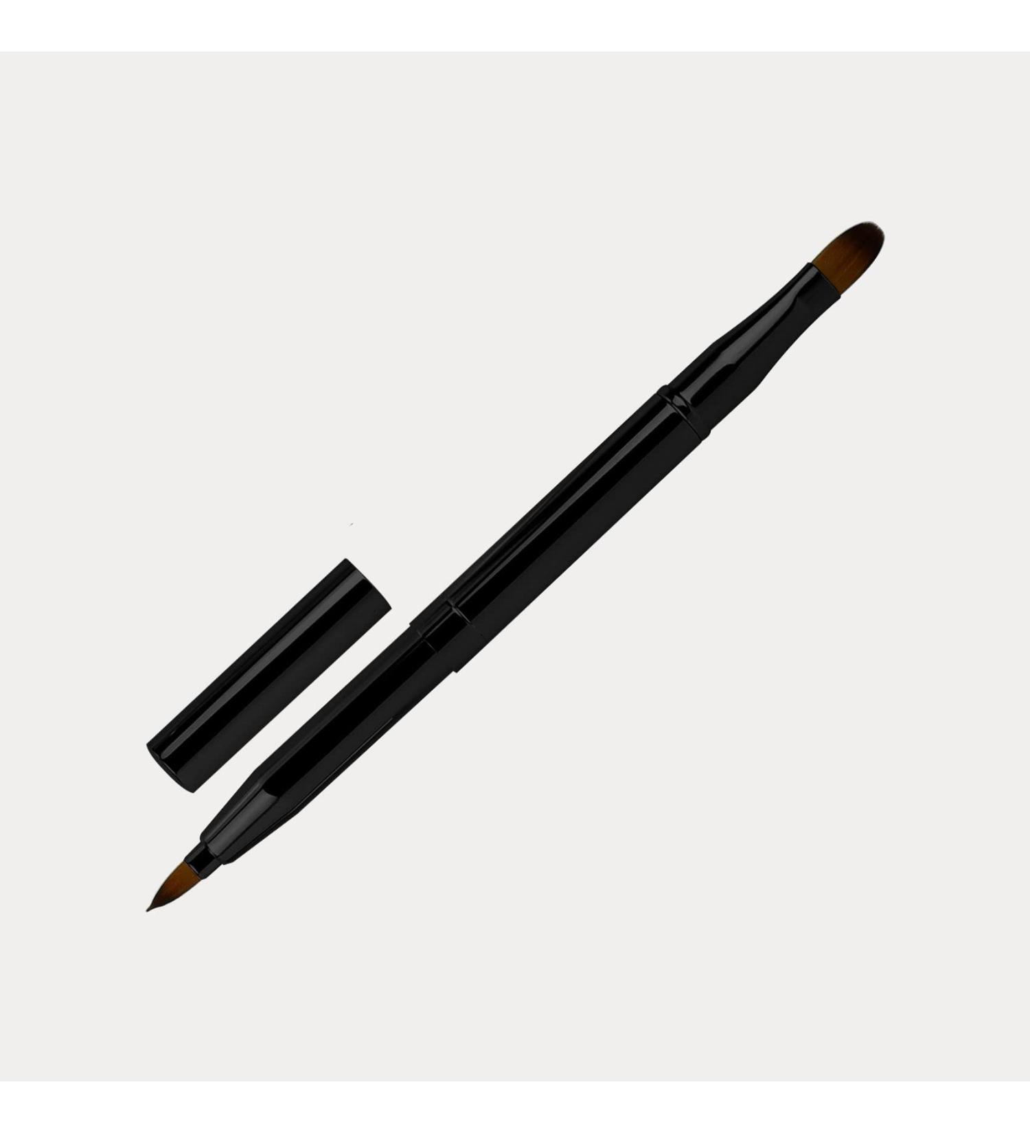 Retractable Dual End Lip Brush with Cap - Portable Makeup Tool for Lip Contouring and Concealer - Perfect Christmas Gift (Black) - Buy Online on GoSupps.com