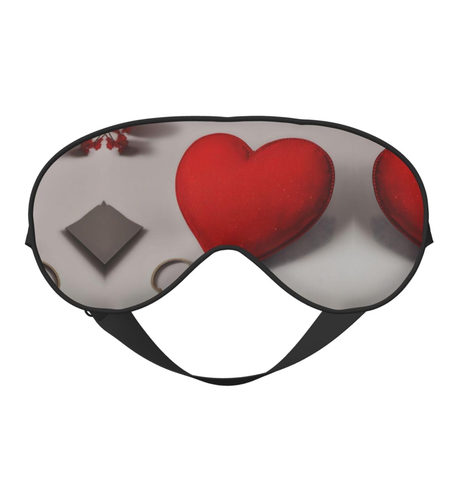 Romantic Reds Heart Print Eye Mask - Double-Sided Soft & Light Blocking for Better Sleep Quality - International Shipping Available - Buy Online on GoSupps.com