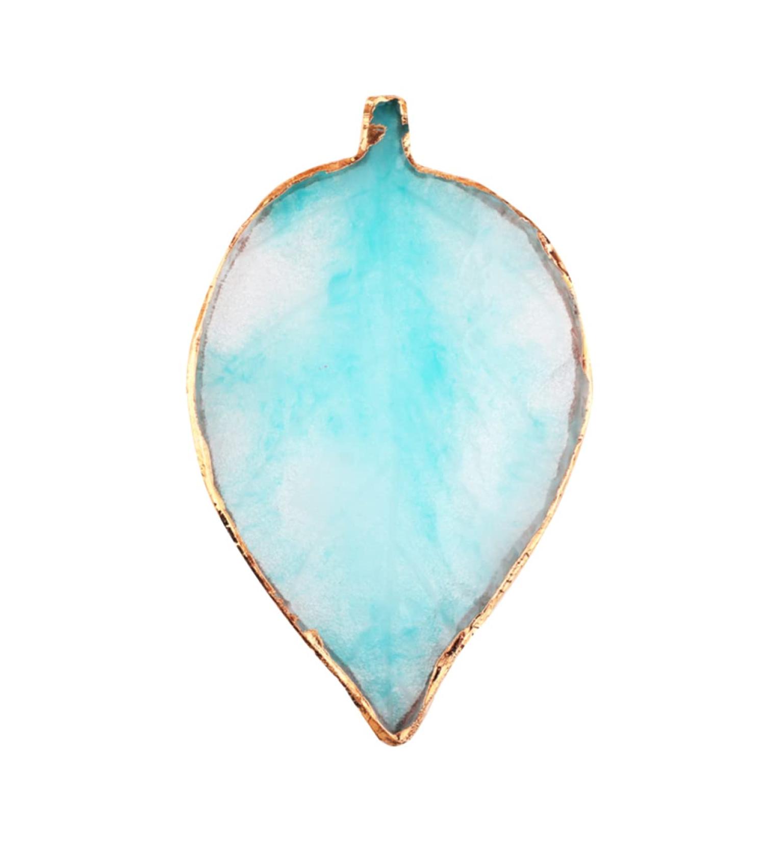 BIUDECO Color Display Plate for Nails Blue Leaf Shaped Resin Manicure Palette with Gold Edge for Color Mixing Photo Props Easy to Clean Lightweight 95*8*1cm Blue - Buy Online on GoSupps.com