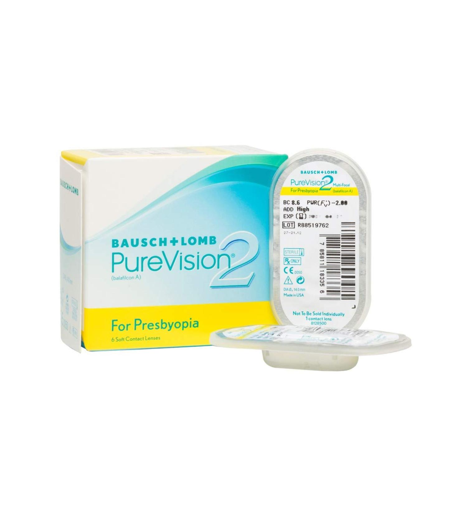 Bausch + Lomb PUREVISION 2 for Presbyopia - Thin Varifocal Monthly Lenses | 6 Pieces | BC 8.6 mm | Dia 14 | -5.75 Dioptre | Low Add - Buy Online on GoSupps.com