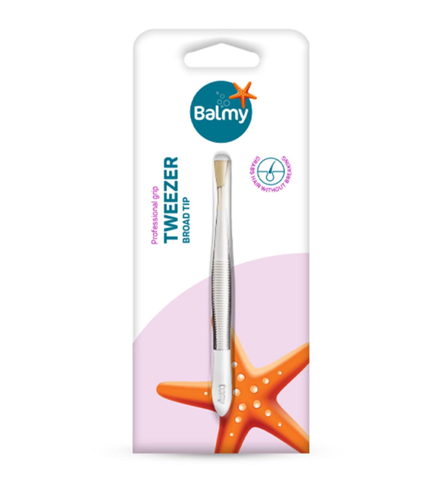 Balmy Wide Tip Tweezers - Precision Eyebrow Hair Removal Corrugated Handle Lace Gilded - Buy Online on GoSupps.com
