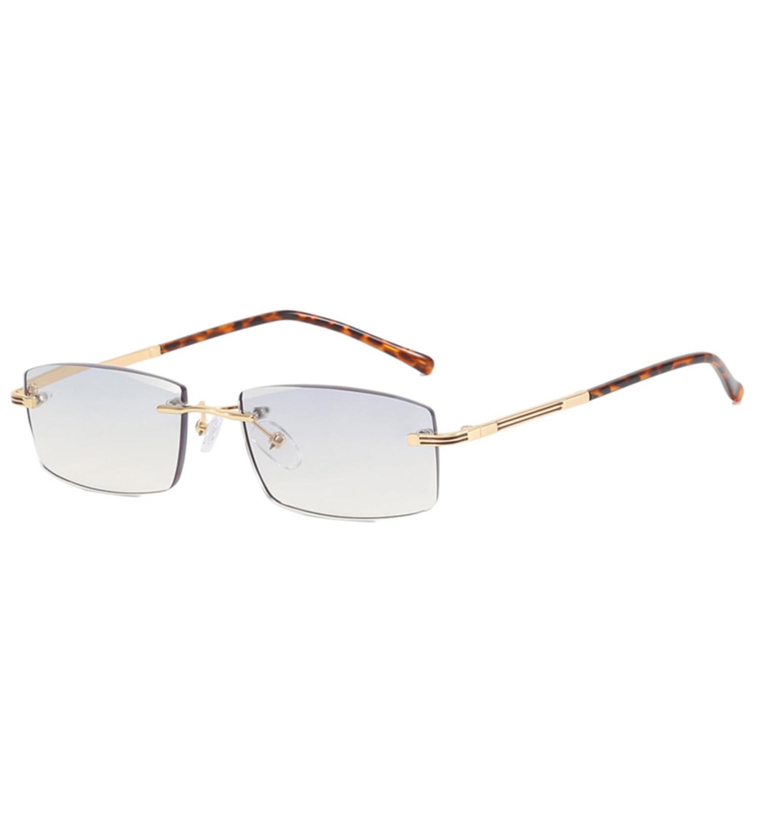 Lanomi Frameless Reading Glasses - Blue Light Filter UV400 Protection Gray Tinted Lens Rectangle Vision Aid 1.0x Magnification - International Shipping Available - Buy Online on GoSupps.com