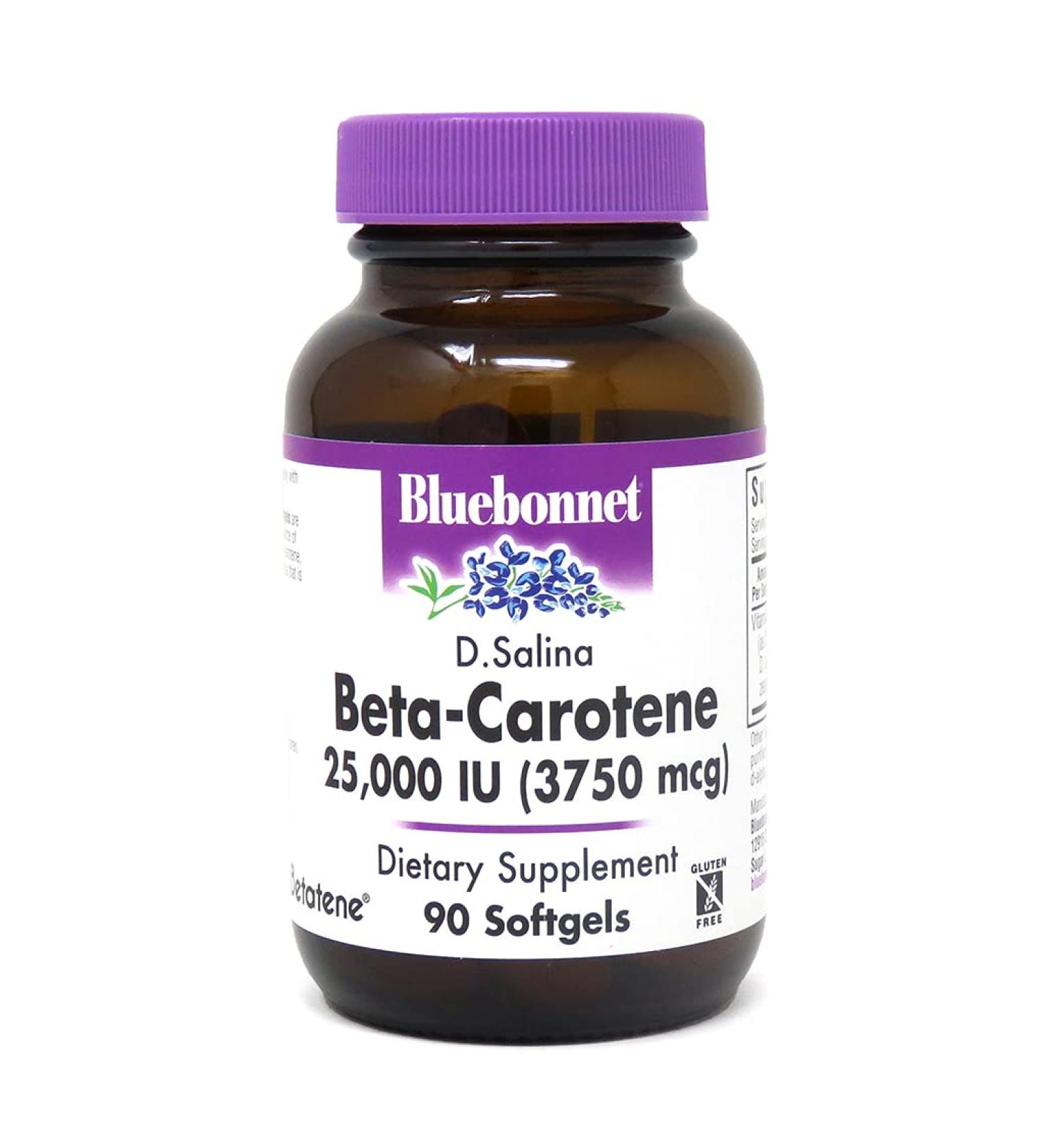 Bluebonnet Natural Beta-Carotene 25000 IU - 90 Softgels | Premium Antioxidant Supplement - Buy Online on GoSupps.com