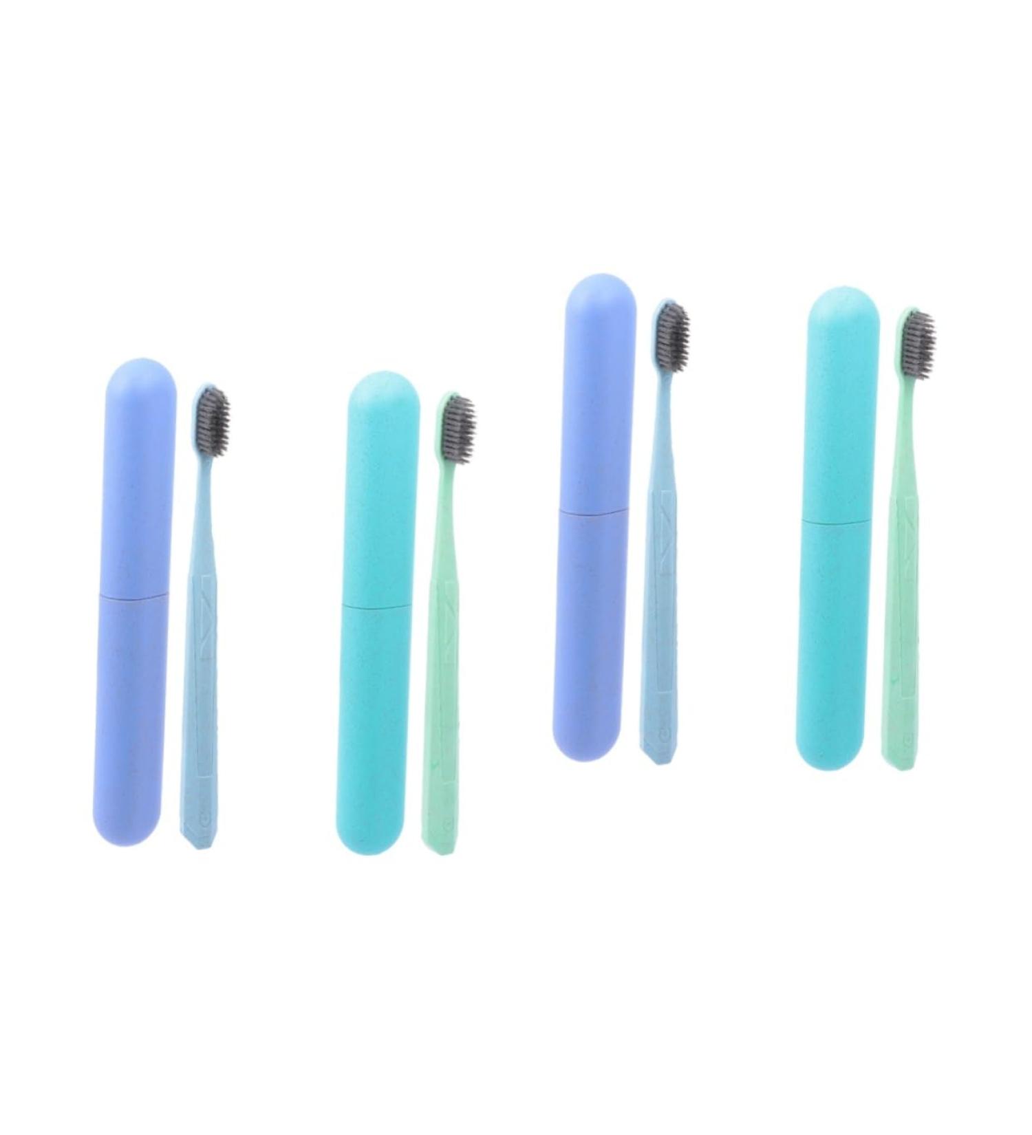 Tovinanna 4-Piece Travel Toothbrush Set | Colorful Toothbrushes & Containers | Perfect for Gum Care | Ideal Gift for Travelers - Buy Online on GoSupps.com