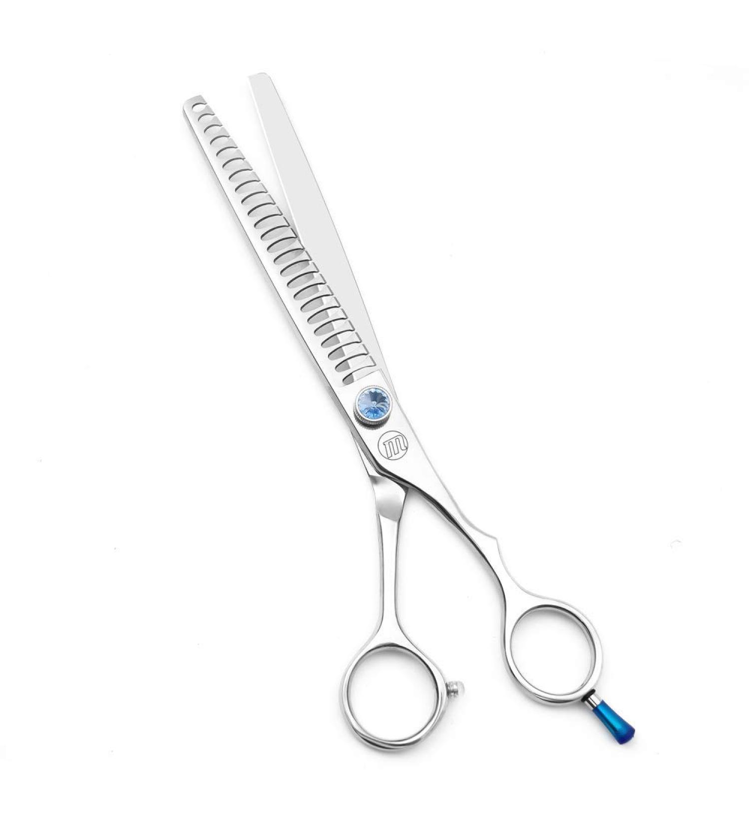 MOONTAY JP-440C Stainless Steel Dog Fur Scissors - Straight & Bent Thinning Blending Cutting & Trimming - 19.1 cm (24 Teeth) - Premium Quality - Buy Online on GoSupps.com