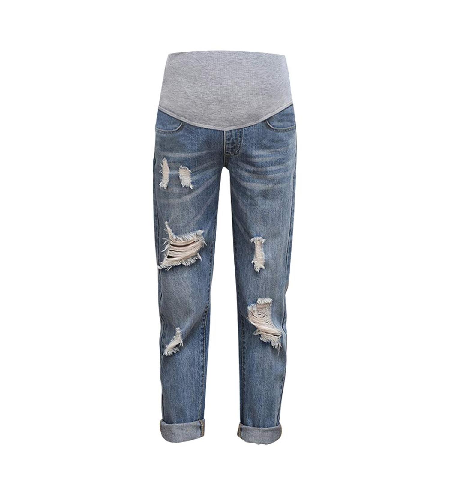 Xiedeai Maternity Jeans for Women - High Waist Over Bump Trouser, Casual Ripped Denim Pants - M Blue - Buy Online on GoSupps.com
