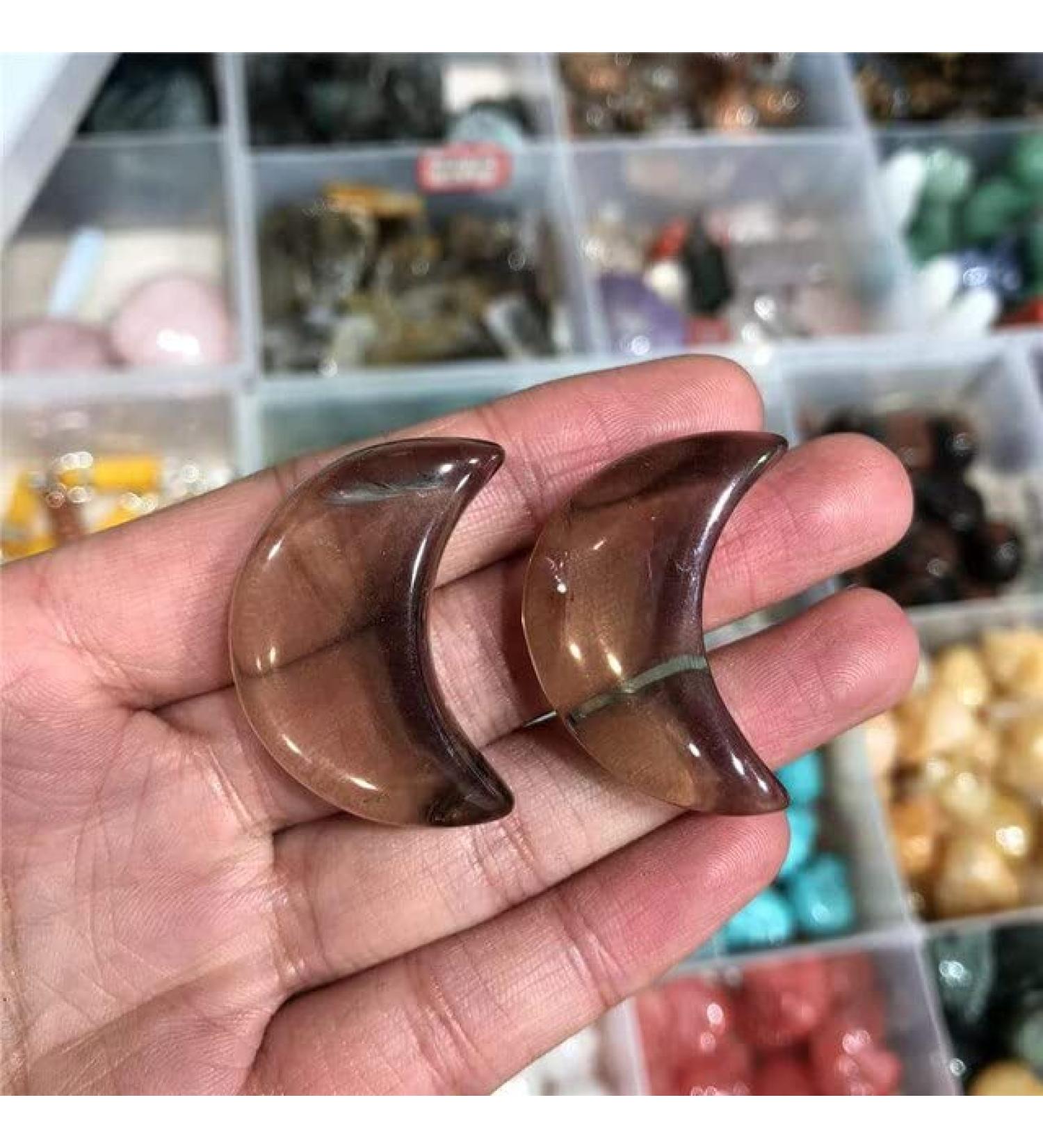 Natural Crystal Rough Natural Smoky Quartz Moon Shaped Crystals Stones for Christmas Decorations 2023 - (Color: 2pcs Size: 30mm) - Buy Online on GoSupps.com