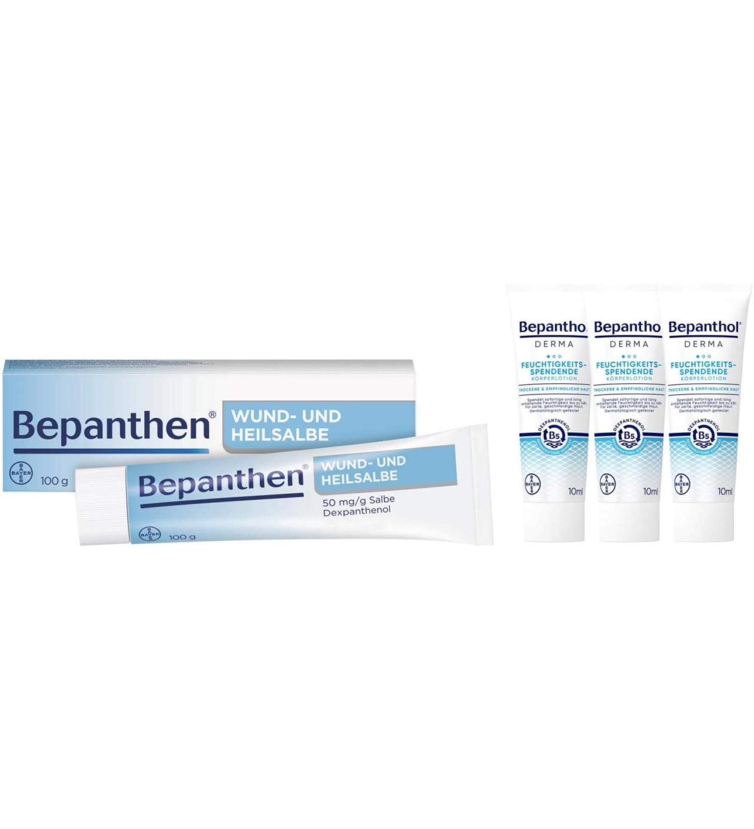 Bepanthen wound and healing ointment 100 g + free Bepanthol DERMA moisturising body lotion 3x10 ml