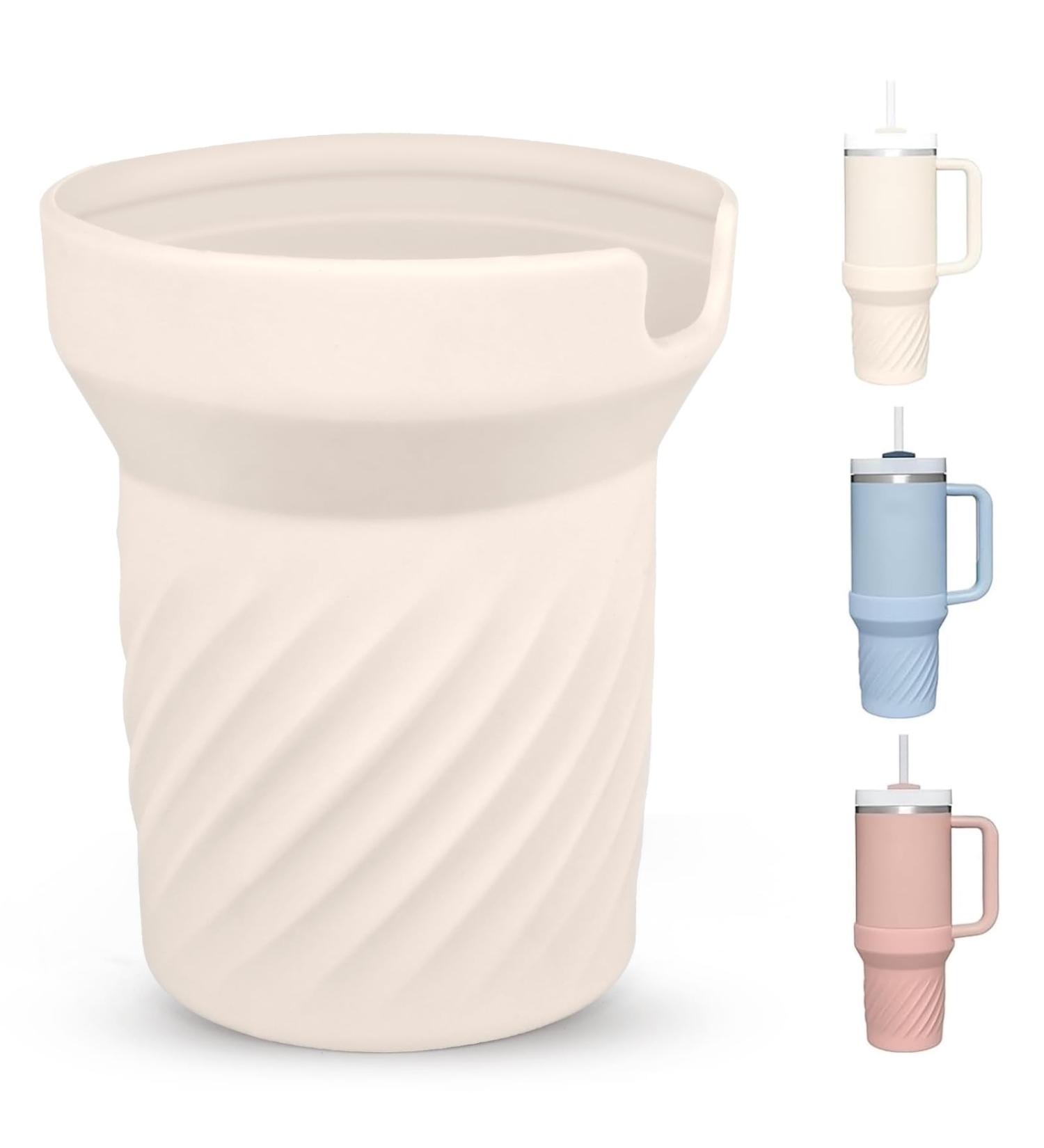 Apritsce Silicone Covers for Stanley Cup | Protective Beverage Sleeve for 40oz Quencher | Durable Beige Water Bottle Cover - Buy Online on GoSupps.com