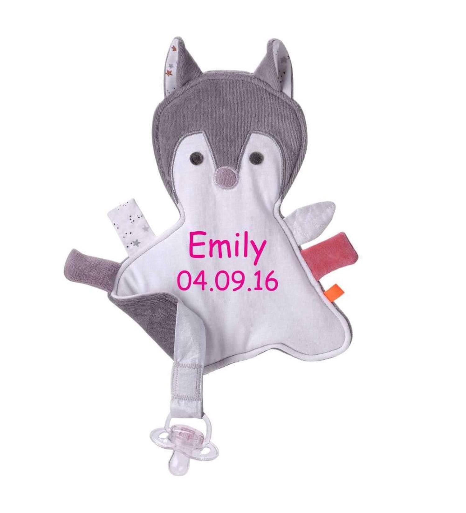 KIKADU Cuddly Blanket & Fox Girl Pacifier Chain | Personalized Baby Gift with Name & Date of Birth | Soft Comforter for Newborns - Buy Online on GoSupps.com