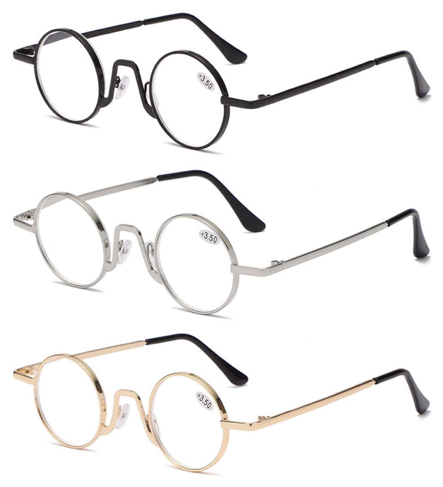 Vevesmundo Round Blue Light Filter Reading Glasses - Retro Metal Design (3 Pcs: Black Gold Silver) | Anti-Blue Light Visual Aid - Buy Online on GoSupps.com