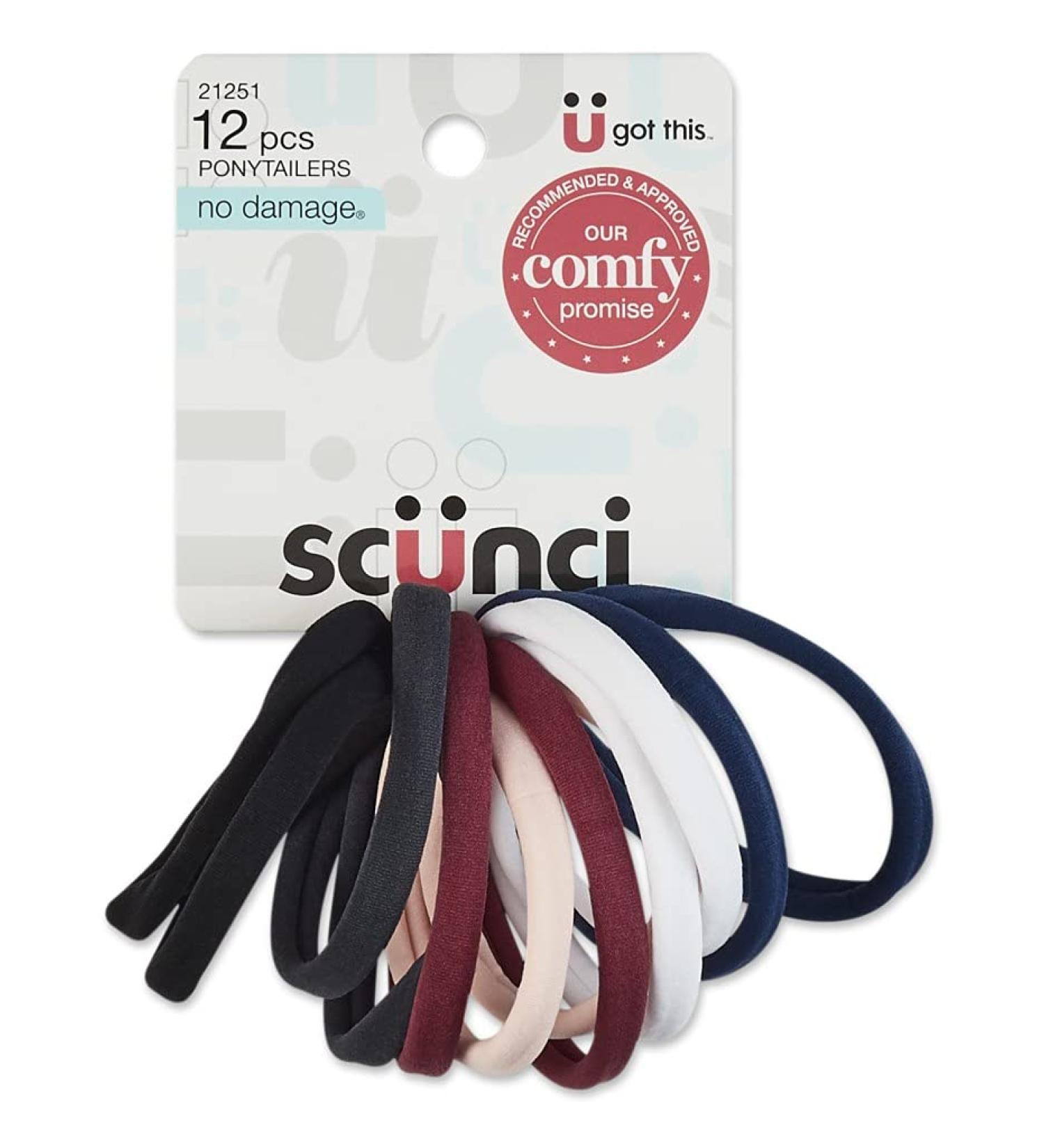 Scunci Everyday & Active Chill Out Super Stretch 12 Count Elastics - Black Plum Pink Blue White - Buy Online on GoSupps.com