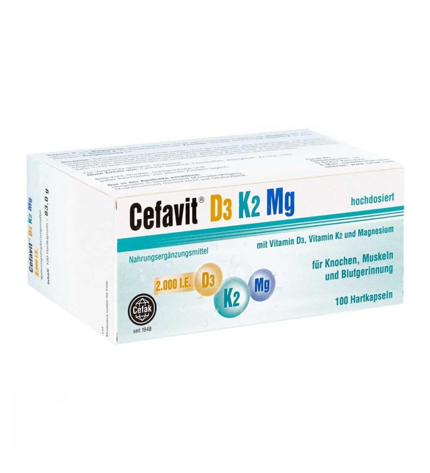 CEFAVIT D3 K2 Mg 2 000 IU Hard Capsules - 100 Pcs | Premium Vitamin D & K Supplement | Buy Worldwide - Buy Online on GoSupps.com