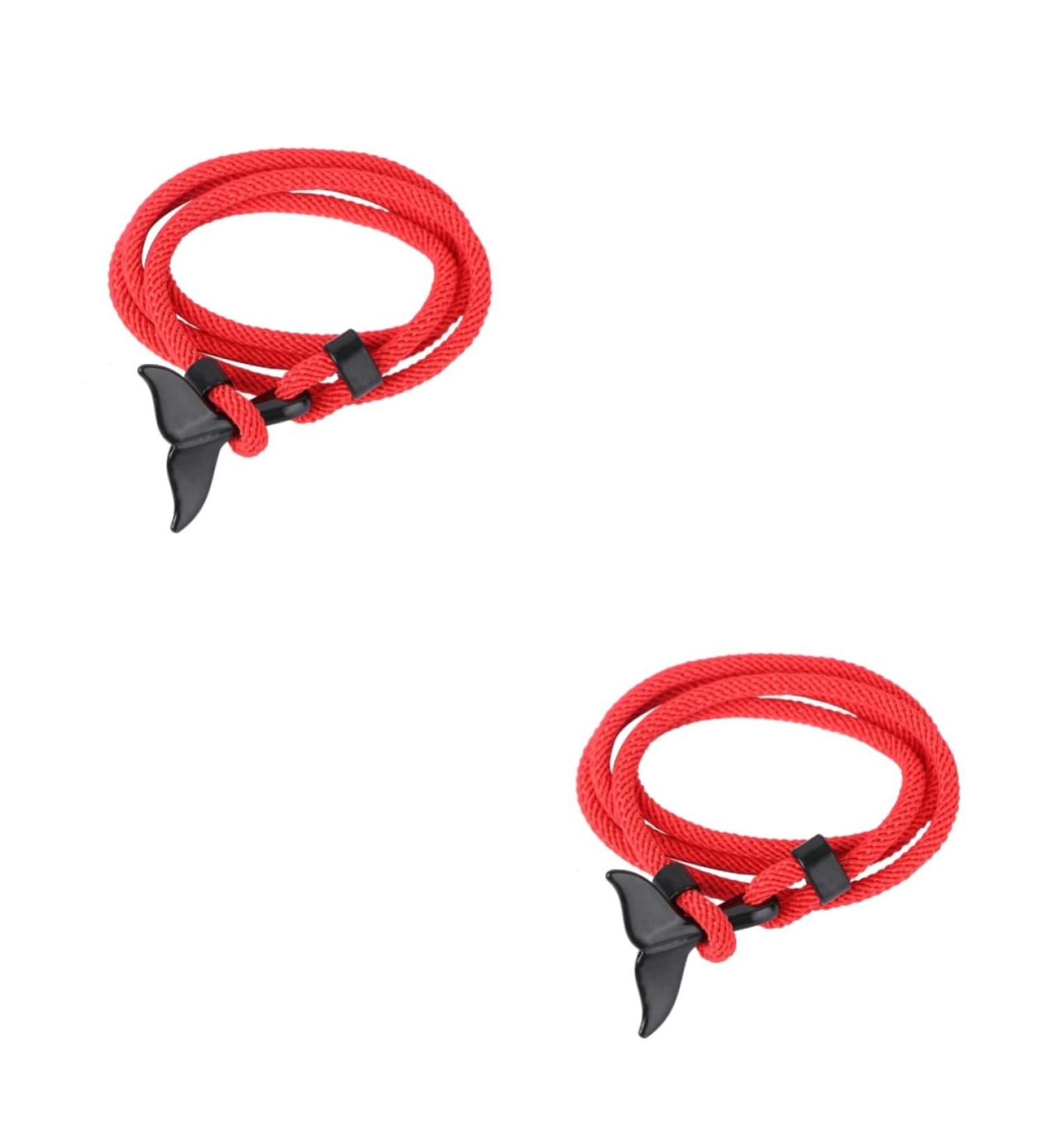 Amosfun 2 Pcs Whale Tail Bracelet Braided Bracelets Natal Year Bracelet Nautical Rope Bracelets Marine Bracelets Couple Bracelet Daily Wearing Accessory Jewelry Vintage Lovers Silica Gel 8x8cmx2pcs As Shownx2pcs - Buy Online on GoSupps.com