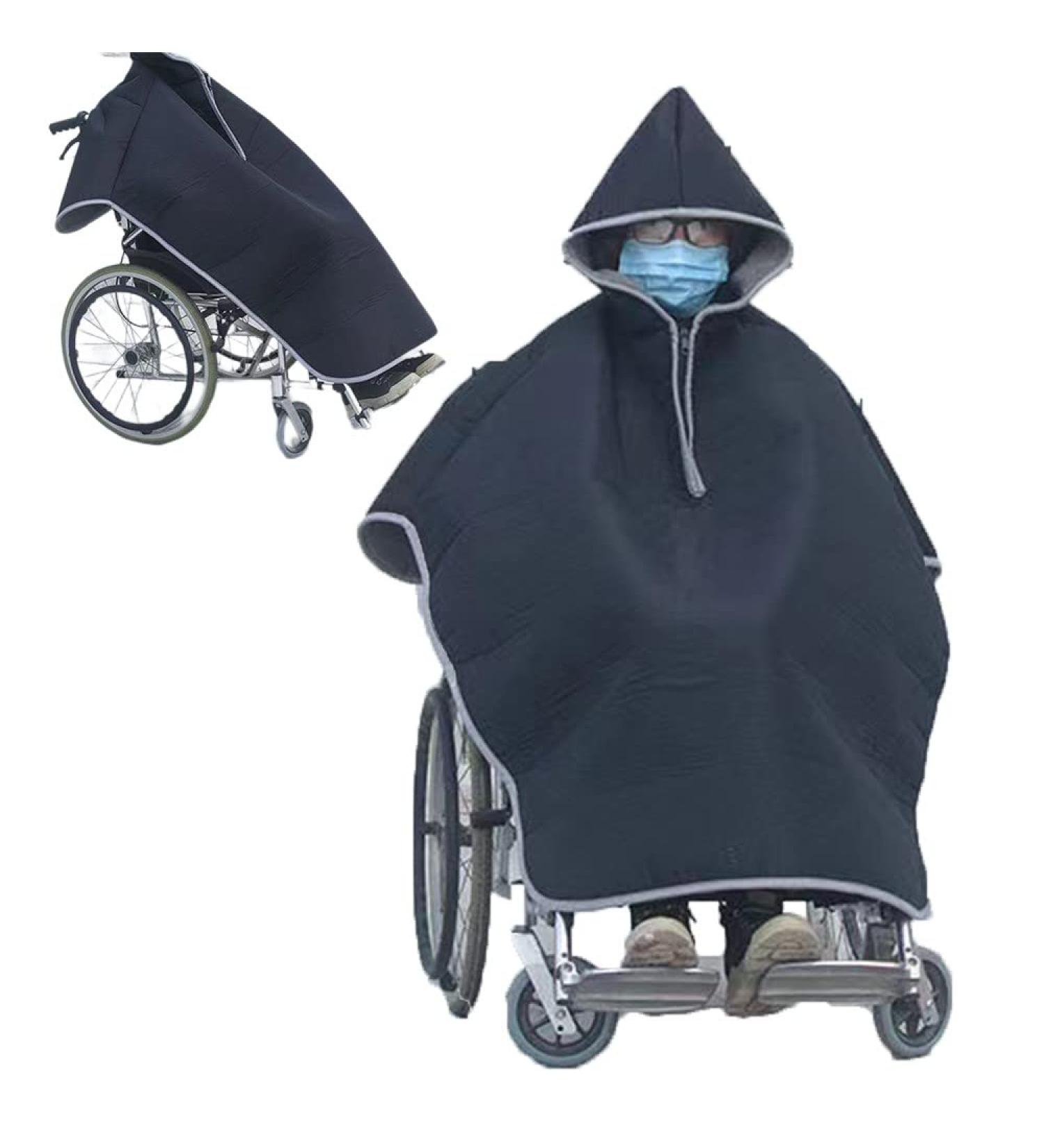 Wheelchair Zip Blanket Hooded Fleece Lining Warmth Wool Shoulder Lower Body Leg Zipper Keep Warm Wheelchair Cover Blanket Suitable for All Seasons for Disabled Senior ELD - Buy Online on GoSupps.com