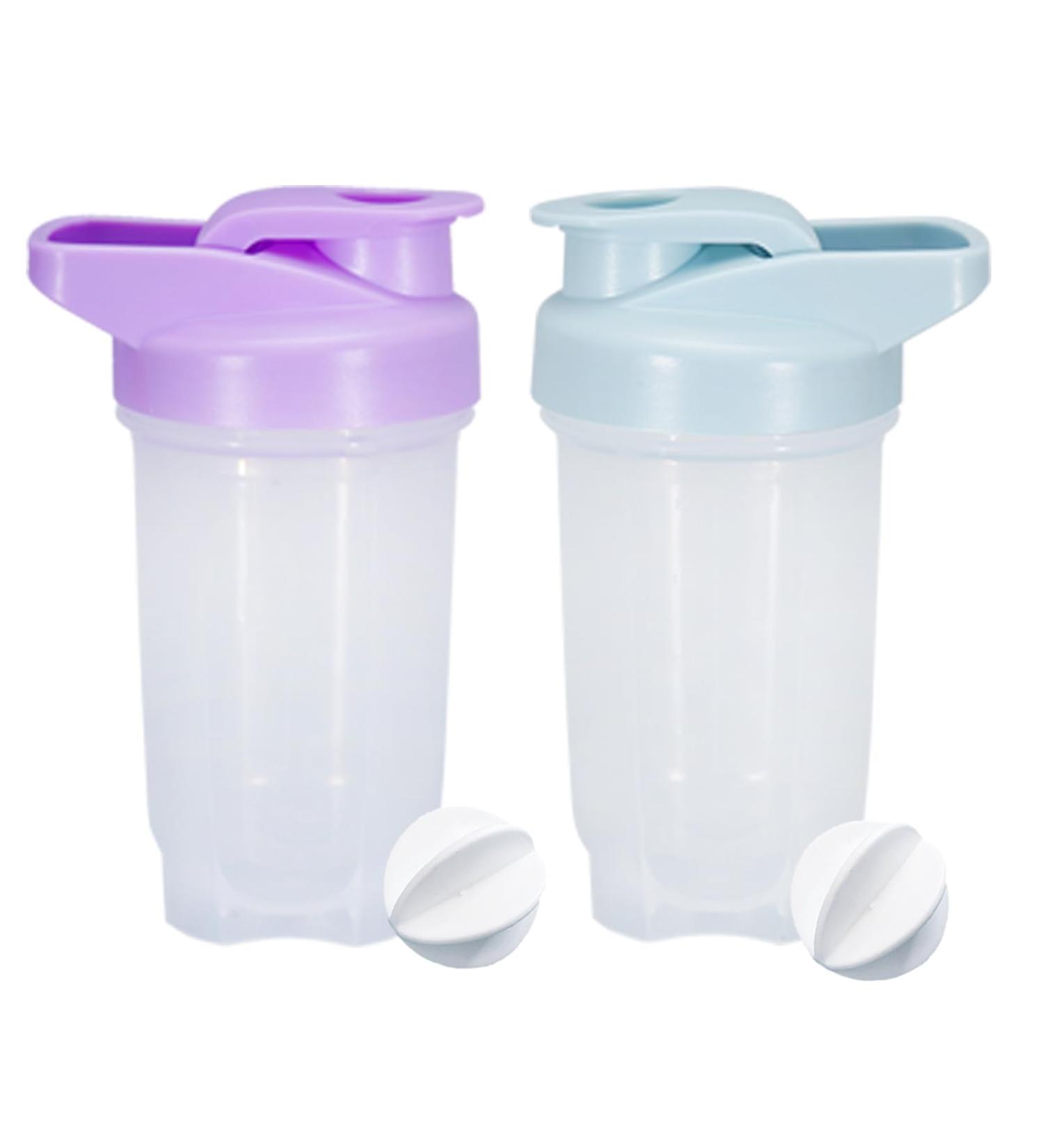 Yayoung 300ml Protein Shaker Bottle - Leak-Proof BPA Free with Sieve & Scale for Smooth Protein Shakes (2PCs Blue & Purple) | International Shipping Available - Buy Online on GoSupps.com