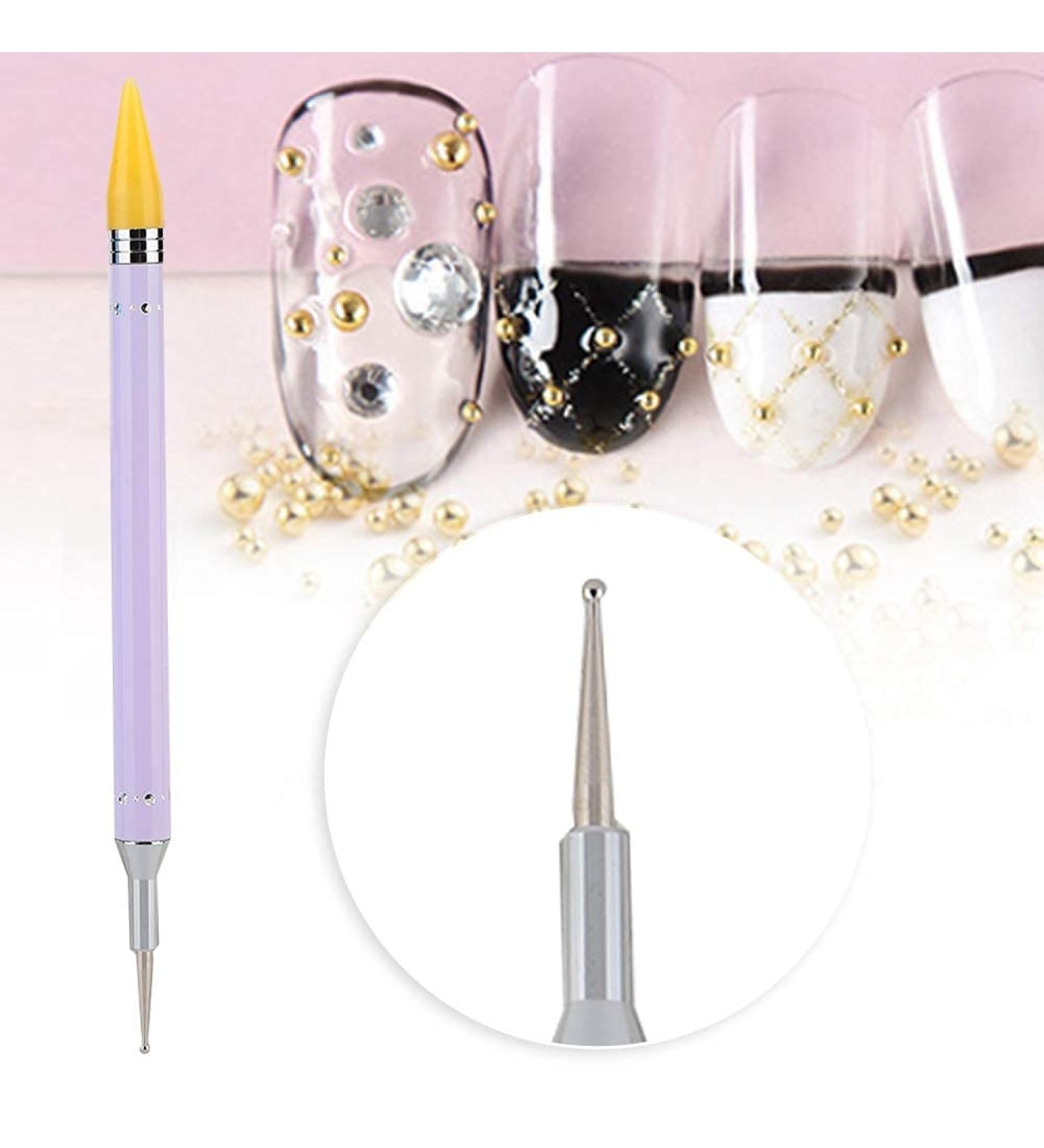 Nail Art Pen Double Design Nail Art Pen Nail Art Tool Nail Art Stone Collector Dotting Pen for Nail Design (Purple)
