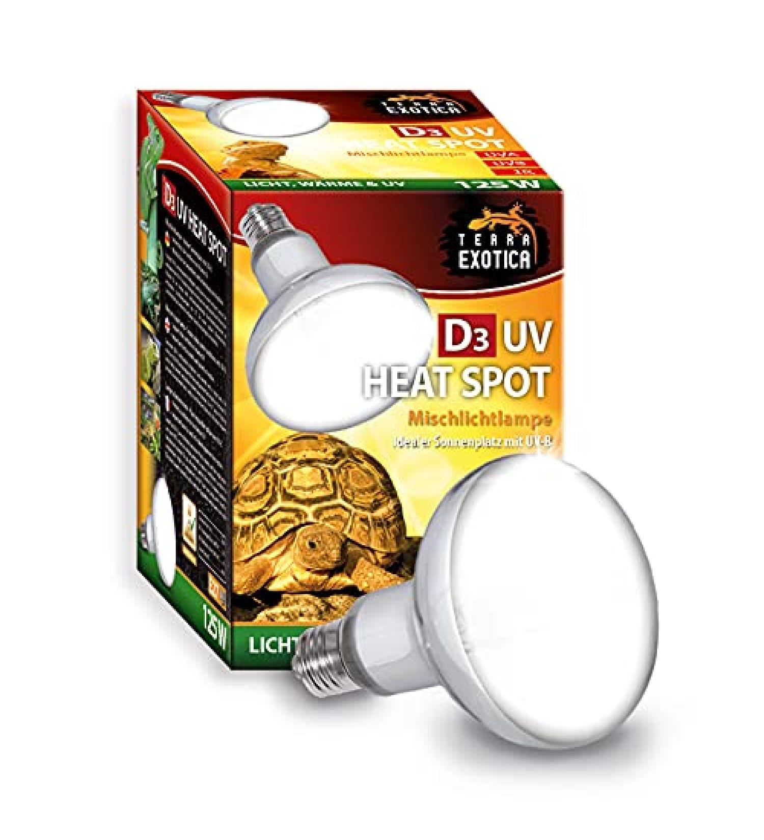 Buy Terra Exotica D3 UV Heat Spot Lamp - 125W 100W 80W - UVB UVA Sunlight Simulation for Reptiles - Buy Online on GoSupps.com