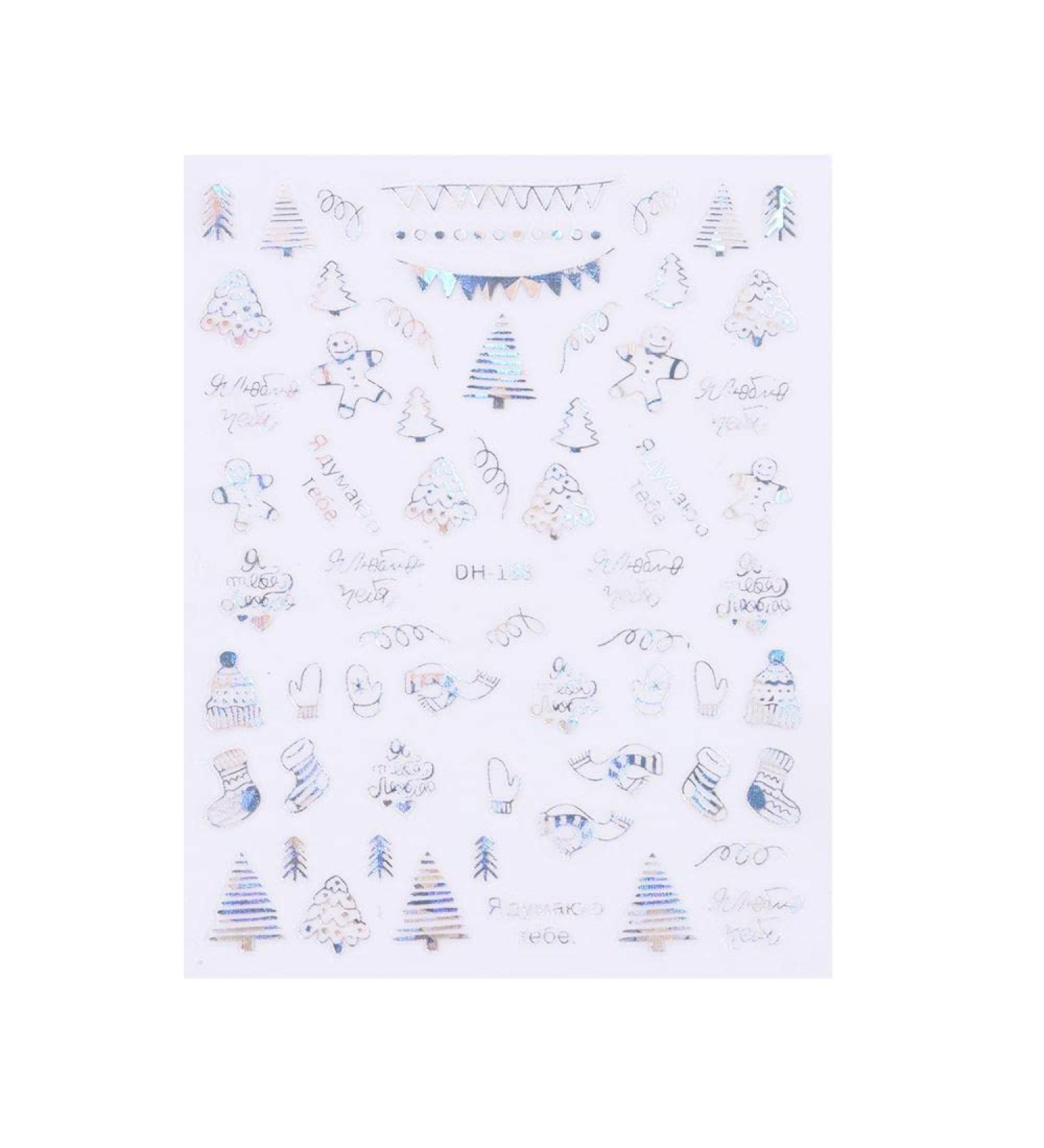 3D Christmas Holographics Silver Manicure Decor Self Adhesive Nail Art Stickers Transfer Decals(188) Style188 - Buy Online on GoSupps.com