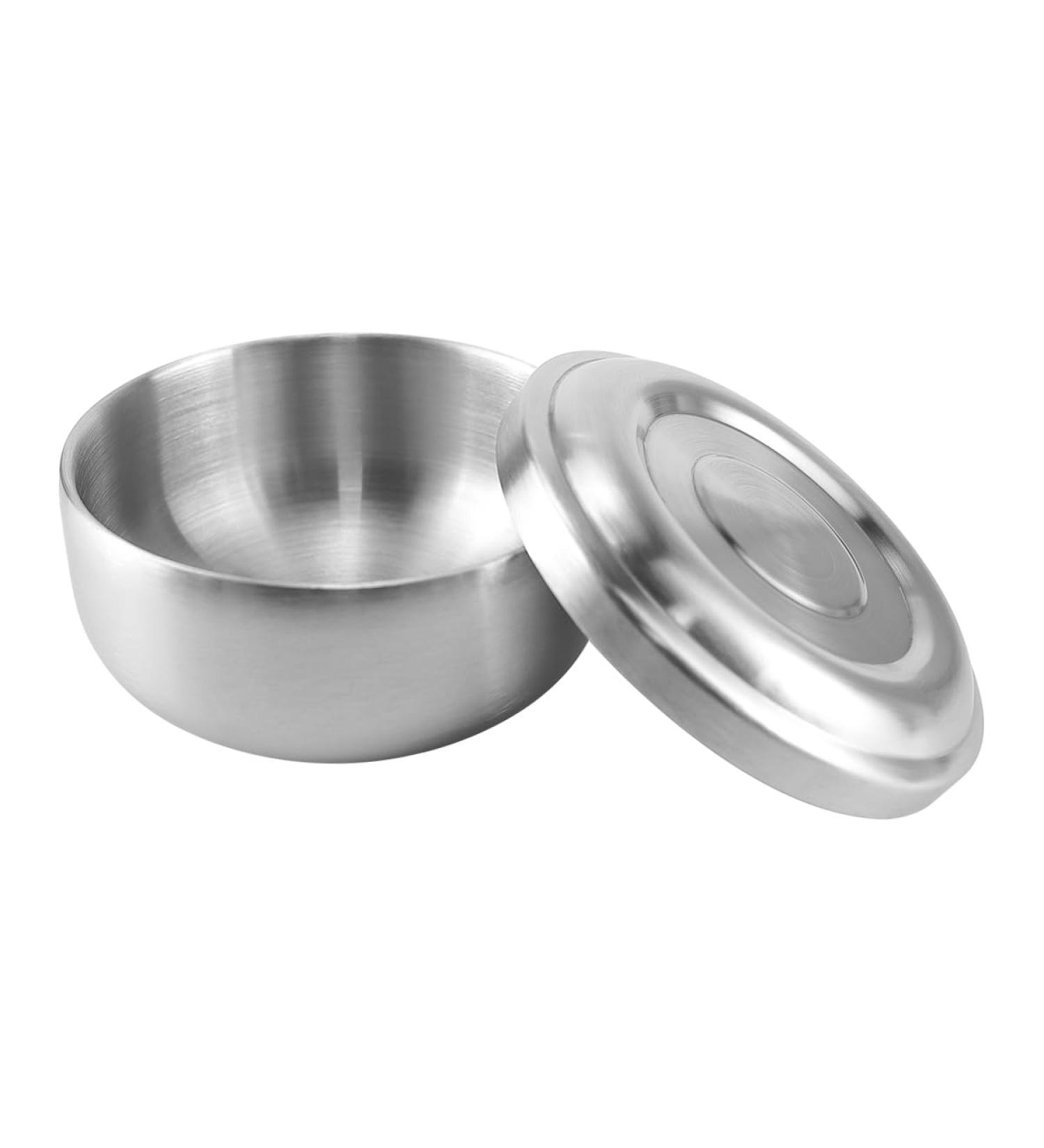 GYOTUU Stainless Steel Shaving Bowl with Lid - 4.3 Round Metal Bowl for Shaving Soap & Cream - Perfect for Men - Durable & Multipurpose - Buy Online on GoSupps.com